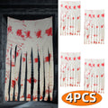 Halloween Doorway Curtain Haunted House Decoration Door Window Curtain with Bloody Prints Bloody Creepy Cloth for Halloween Party Supplies 65 x 39 Inch White 4 Pcs