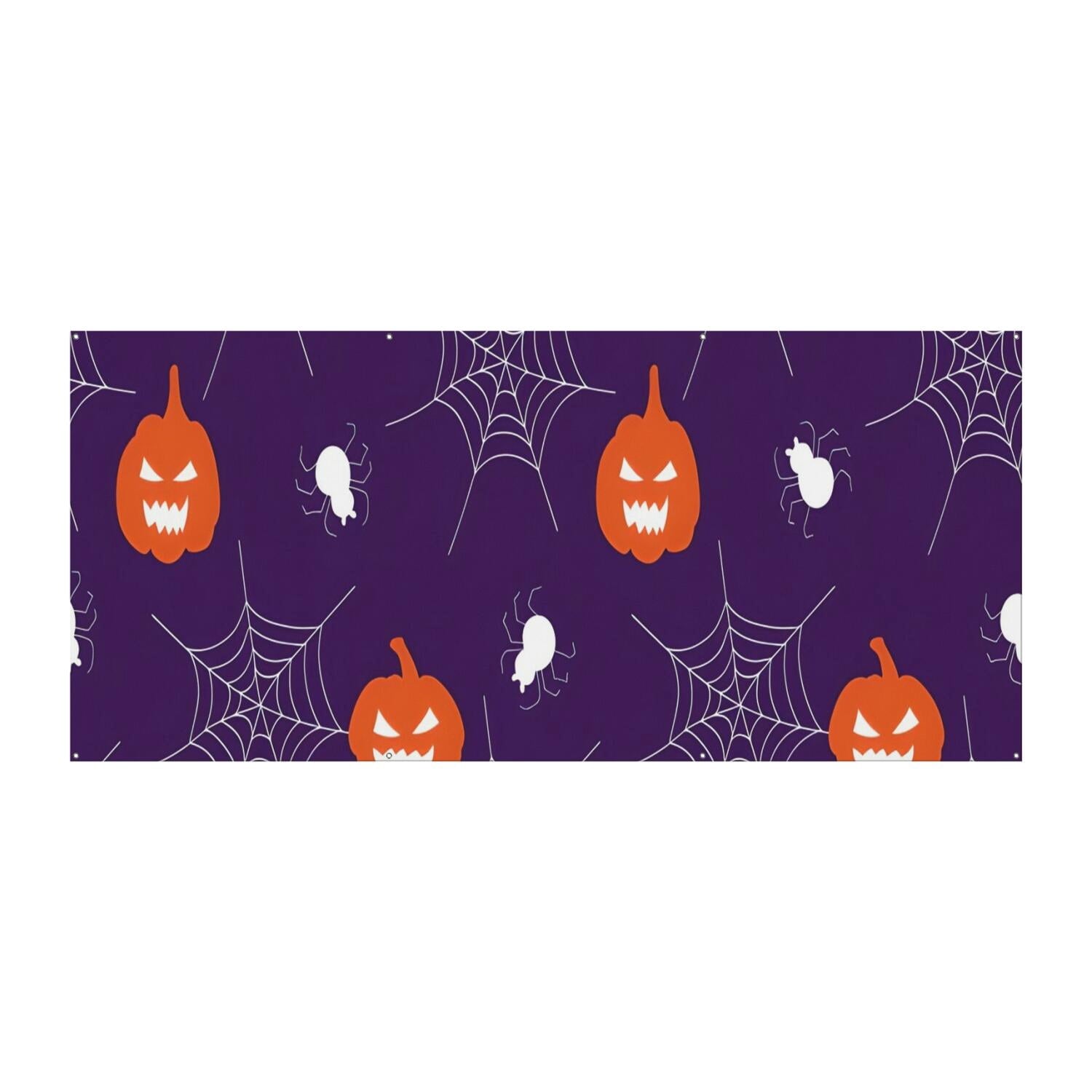 Halloween Garage Door Cover - 13x6ft Spooky Ghost Pumpkin Skull Witch Black Cat Polyester Backdrop for Outdoor Decor
