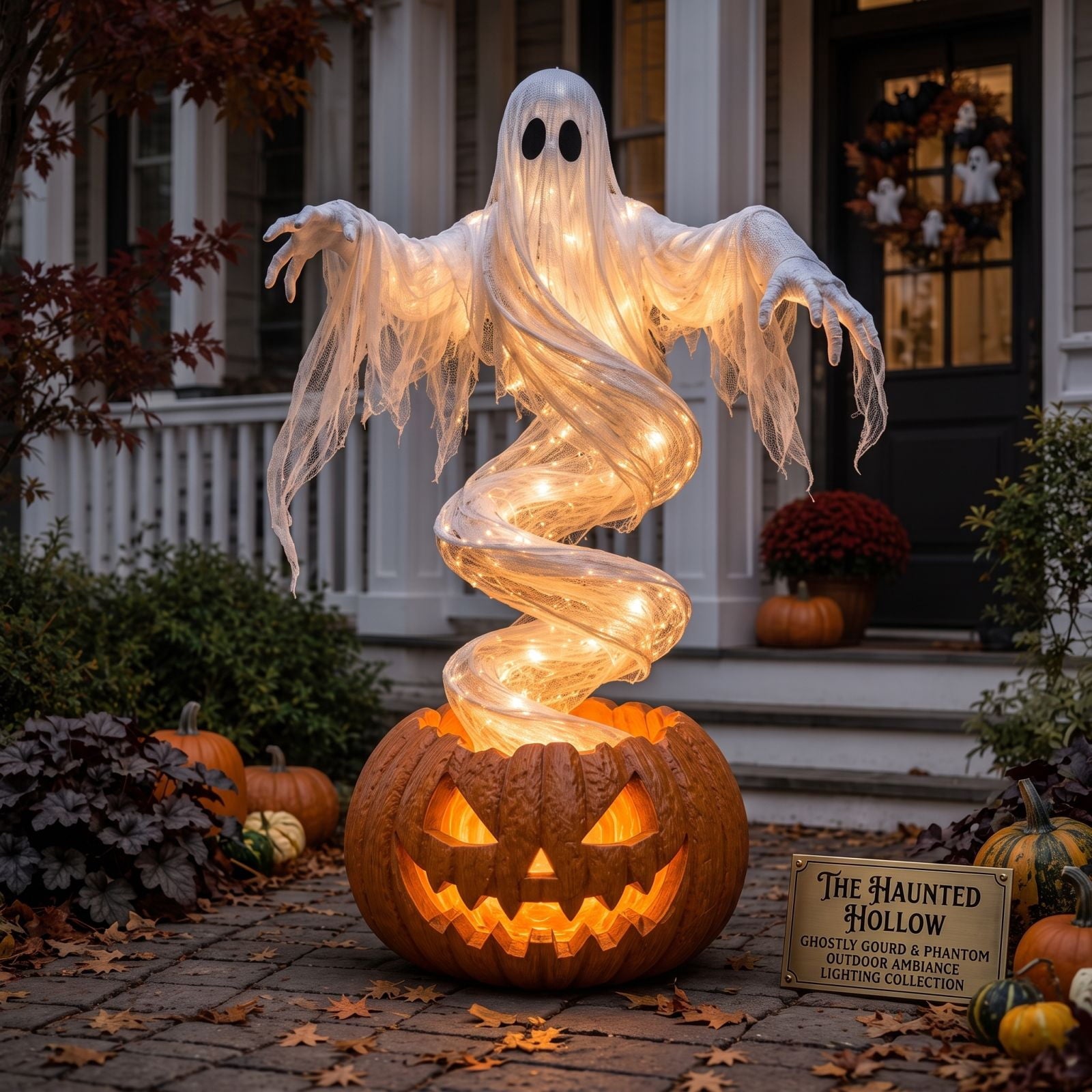 Halloween Garden Stake Lights Solar Stake Light Outdoor Solar Light Ghost Pumpkin Yard Decoration Waterproof Garden Ornament for Lawn Pathway Holiday Landscape Display