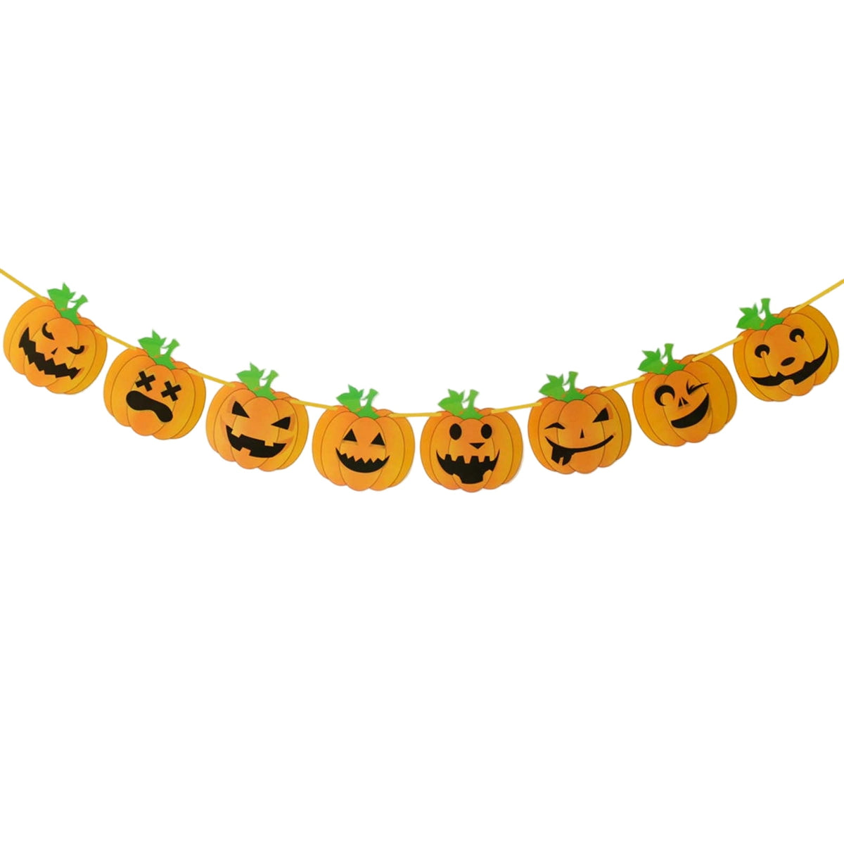 Halloween Decorations Cute Spooky Felt Garland, Black Bead Chain Pumpkin Witch Hat Ghost Banner for Home Indoor Holiday Decor