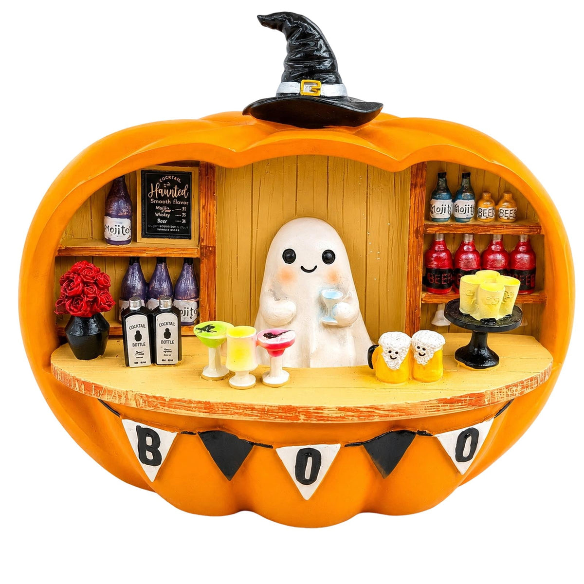 Halloween Spooky Coffee Stand, Ghost Barista Booth Figurine, Spooky Coffee Statue Built with Spooky Little Coffee Stand, Freshly Boo’d Coffee Ghost Fall Decor, Creative Birthday & Holiday Gift