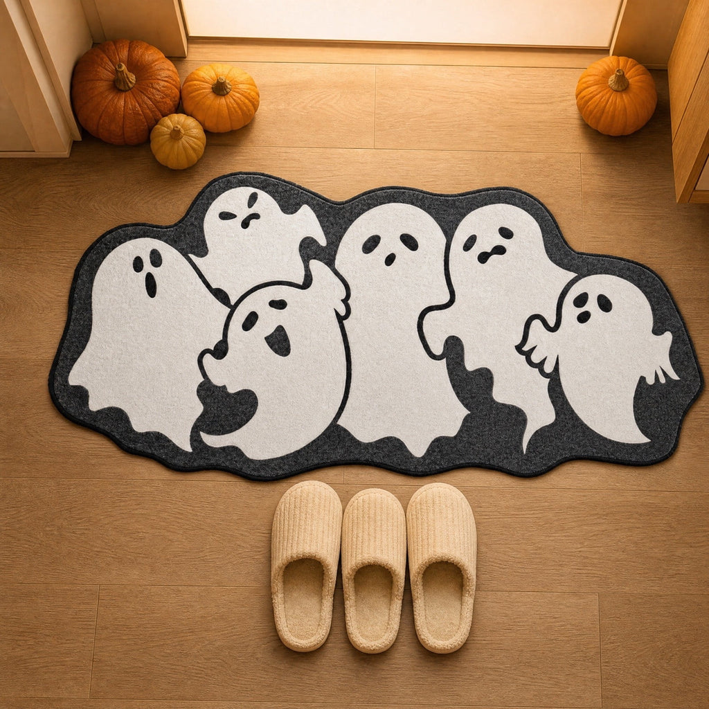 Halloween Ghost Door Mat, Cute Welcome Mat for Front Door Porch Entryway Haunted Outdoor Decor Spooky Decorative Entrance Doormat Non Slip Halloween Rug, 16" x 24"