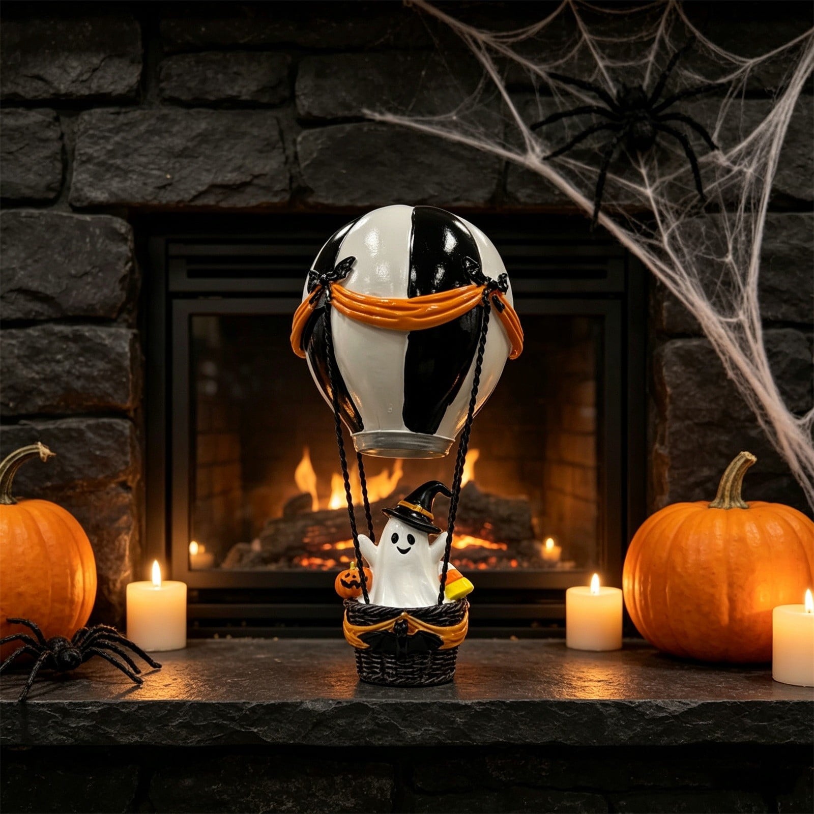 Halloween Ghost Dog Figurine, LED Light Statue, Yard Garden Decor, Treat Bucket Detail and Standing Sturdy Build for Front Porches, Garden Walkways and Tabletop Displays.
