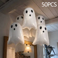 Halloween Ghost Shaped Balloons 50 Pcs White Plastic Ghost Balloon Set For Outdoor Yard Hauntedy House Party Decor