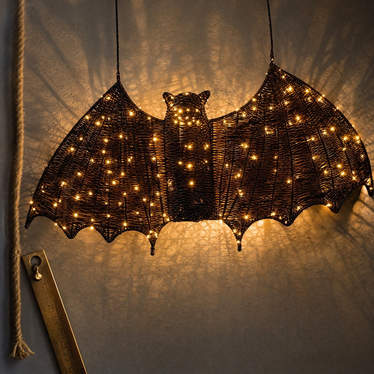 Clearance Halloween Hanging Bat Decoration, 3D Hand-Made Woven Bat Decor, Realistic Scary Fake Black Hanging Flying Bat, Spooky for Indoor Outdoor Yard Porch Lawn Decorations