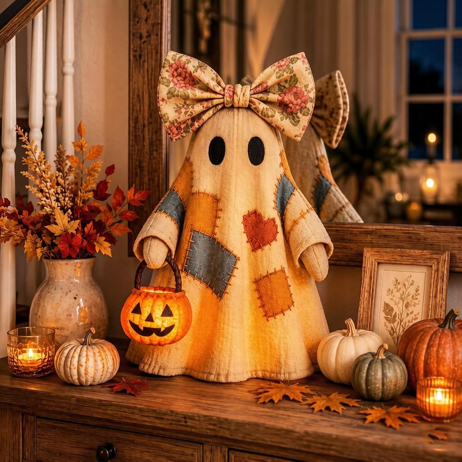 YZEGDCH Halloween 3D Ghost Campfire Flickering Night Light 2 Funny Roasting Marshmallows at Campfire LED Electric Faux Flameless Campfire Nightlight Funny Halloween Decor