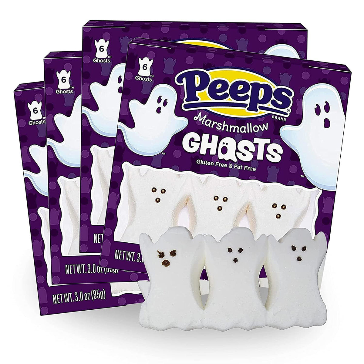Halloween Peeps Marshmallow Ghosts Candy, Trick Or Treat Candy, Pack of 4, 6 Count per Pack