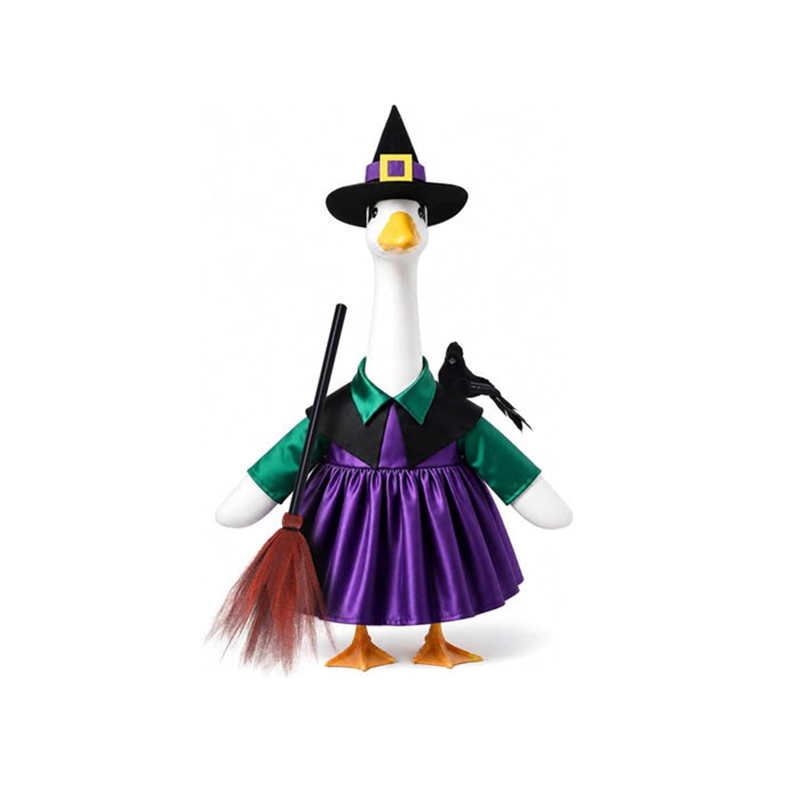 Thanksgiving Harvest Outfit for 23" Porch Goose, Goose Fall Theme Dress in White&Orange with Headwear Fall Harvest Decor for 23" Goose Outdoor Patio Yard Lawn Decoration
