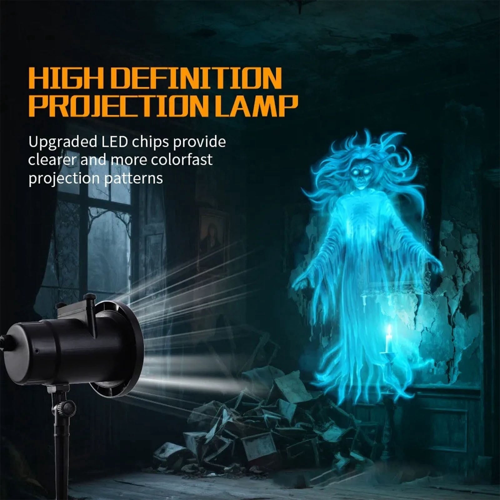 Halloween Projector,Halloween Window Projector,10 Unique Hd Projection Patterns 32ft Uitra-Large Display,Outdoor Waterproof Holiday Projector Light,Turn Your Home Into A Wonderland.