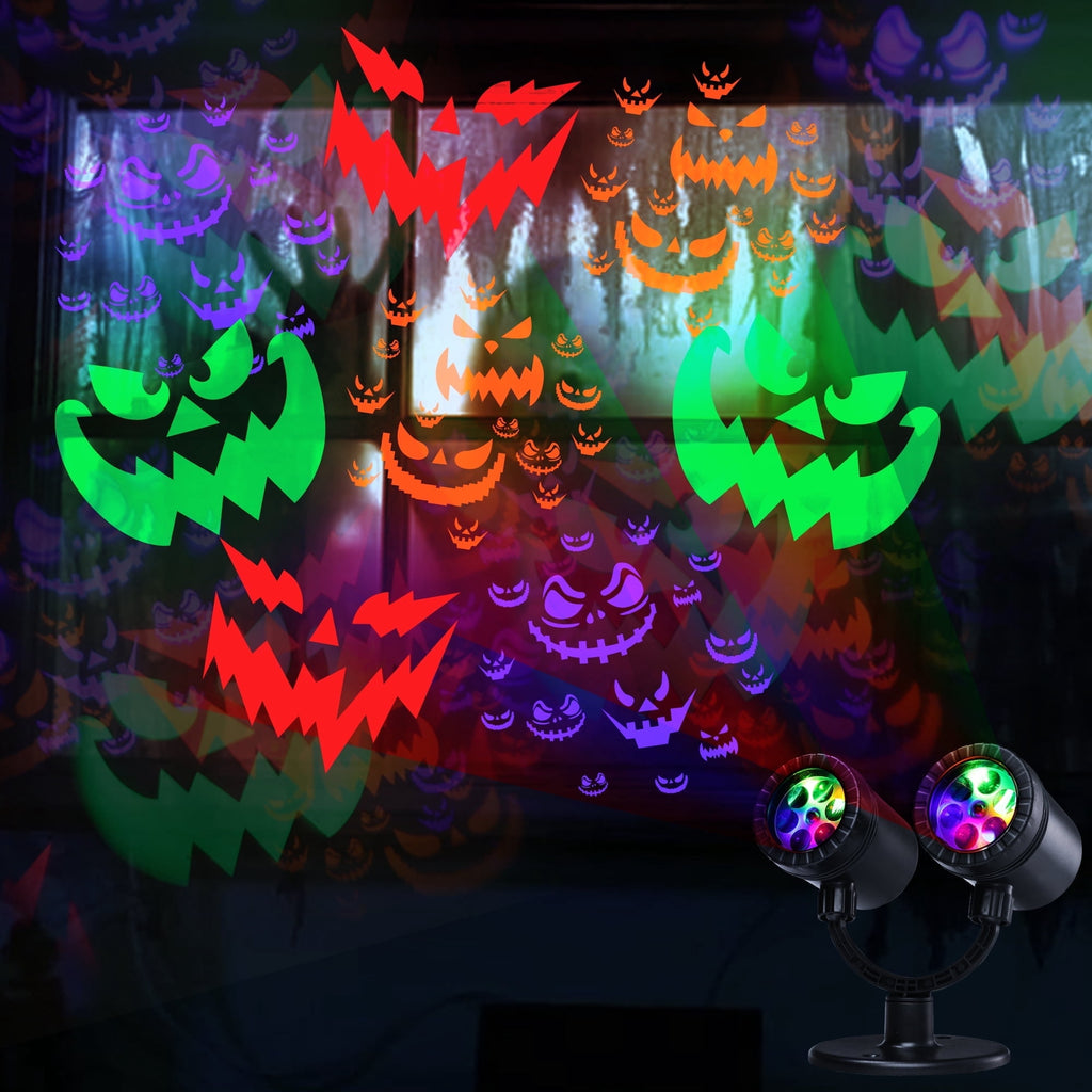 Halloween Projector Lights, Double Head Dynamic Halloween Decorations Lights with Timer, Waterproof Indoor Outdoor Decor for Home Party Garden