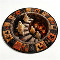 Halloween Staircase Optical Illusion Round Rug, Spooky 3D Floor Mat with Ghosts Pumpkins, Soft Non-Slip Carpet for Living Room Entryway – 4 Sizes