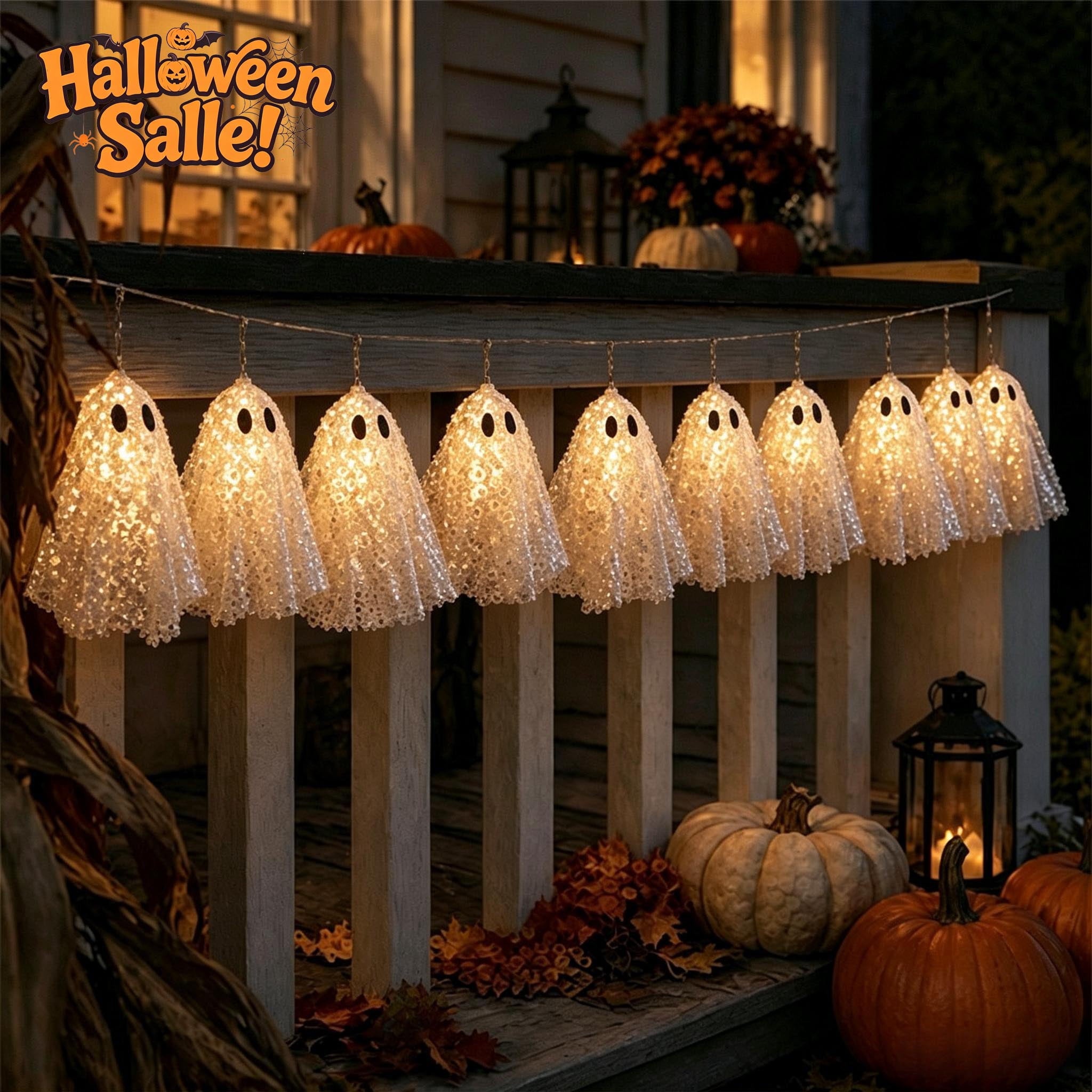 Halloween Garlands with Lights, 5.8 Ft Black Eucalyptus Garlands, Artificial Hanging Plants Vines, Faux Ferns Plant Fake Leaves Ivy Flowers Garlands for Garden Home Party Halloween Decorations Indoor