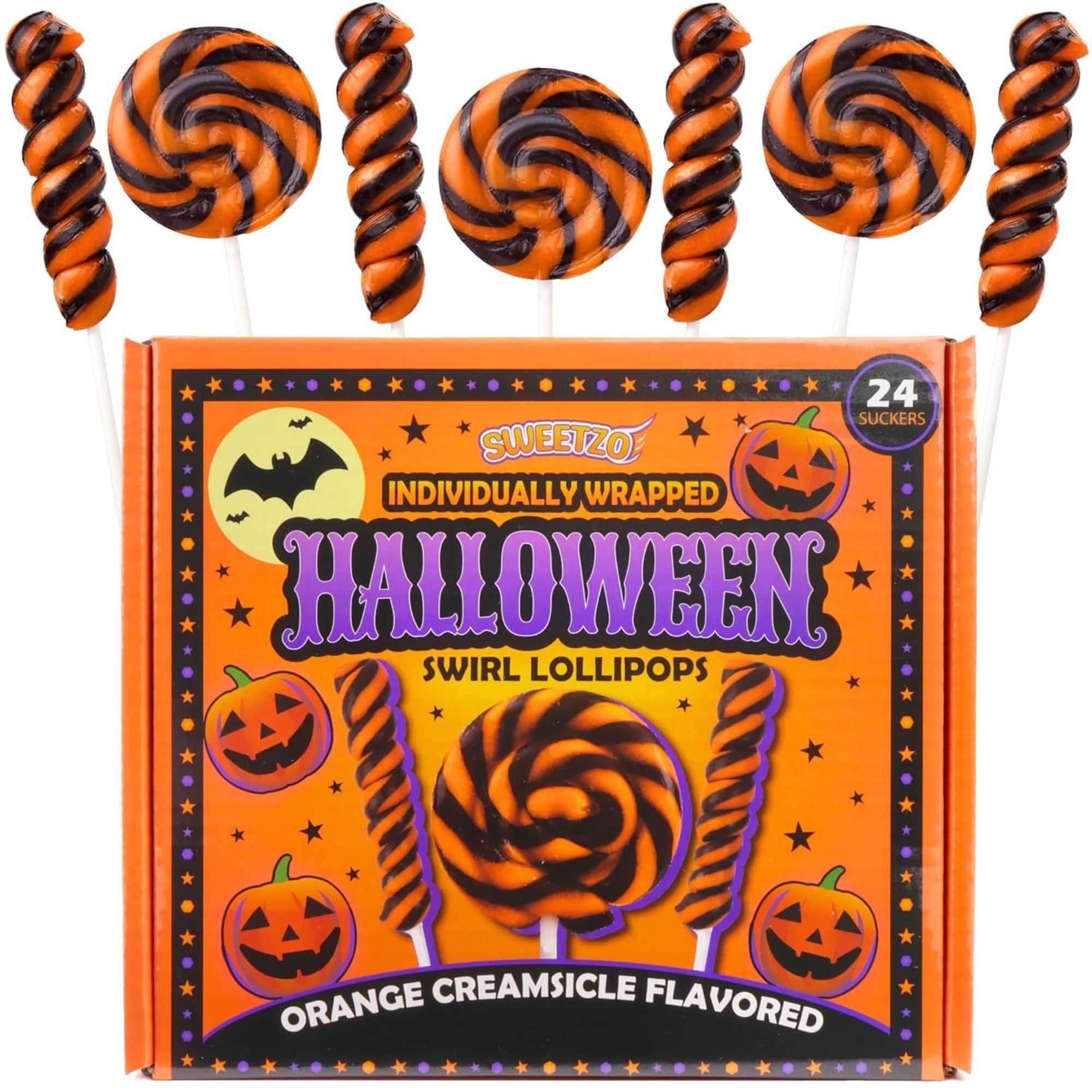 Halloween Swirl Lollipops, Trick or Treat Candy, 24 Count, 10.16 Ounce Box