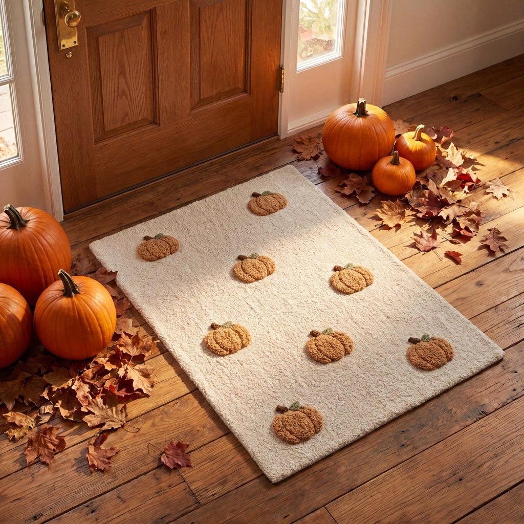 Halloween Thanksgiving Pumpkin Doormat 24x16 Inch, Simple Fall Farmhouse Entrance Mat for Front Porch Patio Home Decor