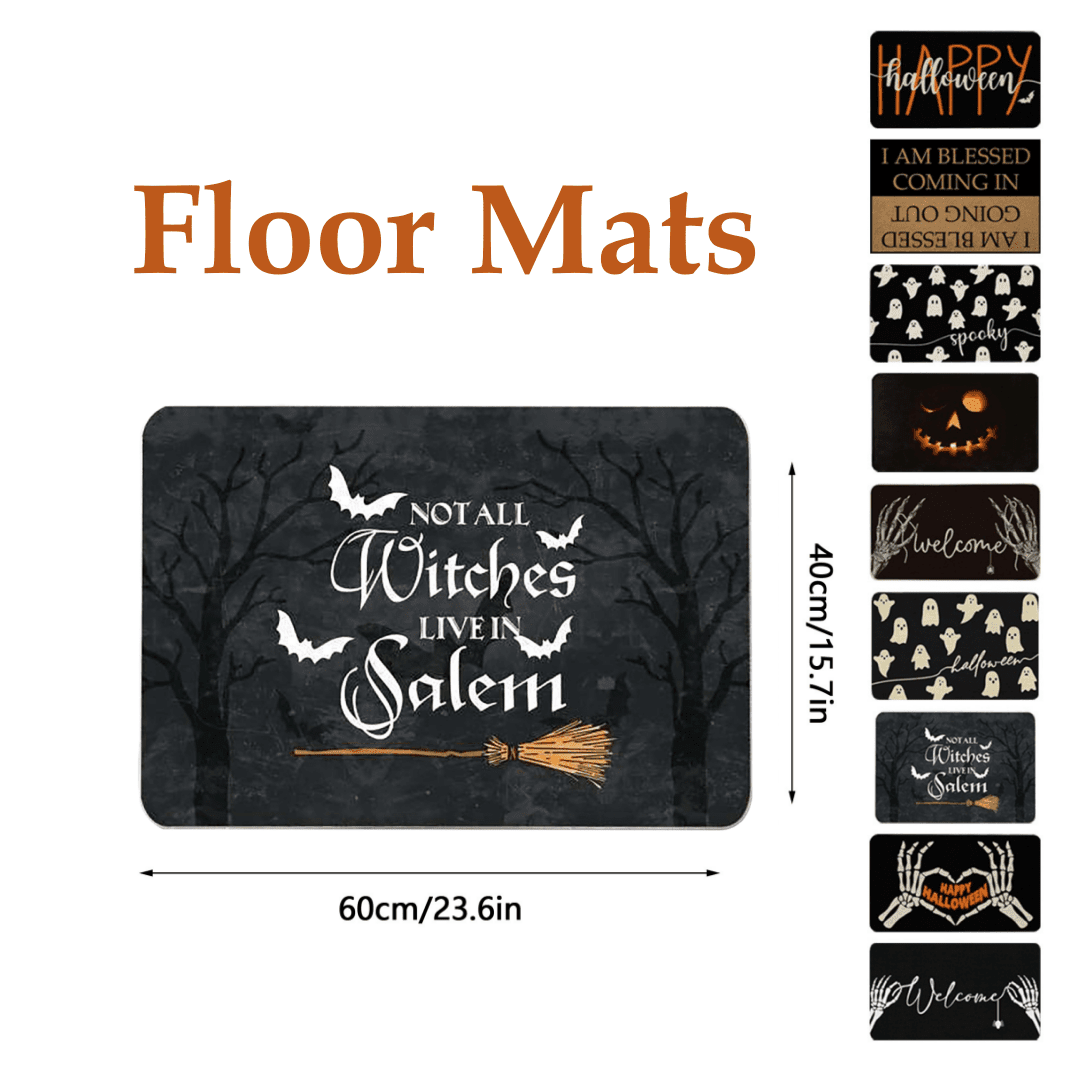 Halloween Welcome Doormat, Indoor Outdoor Entrance Floor Mat, Trick or Treat Decorations Doormat, Non Slip Halloween Decor Funny Mats
