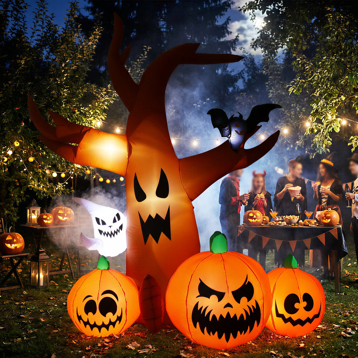 MAGOTAN 6 FT Halloween Inflatable Pumpkin Halloween Inflatable Pumpkins and Cat Outdoor Yard Decoration Build-in 7 LED White Lights