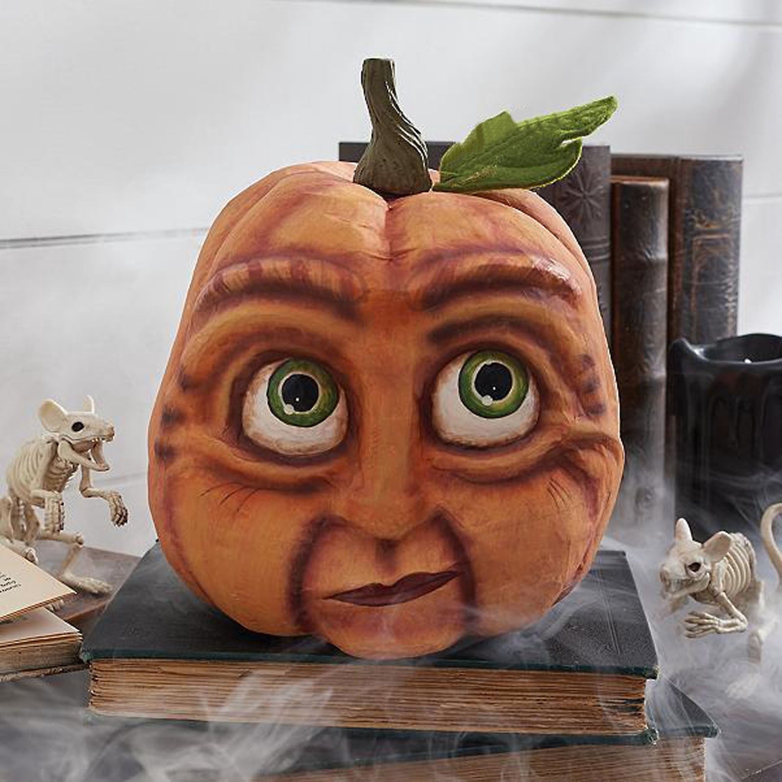 Happy Halloween Pumpkin Decorations for Yard - Funny Resin Jack O Lantern with Weighted Base - Outdoor Fall Decor for Porch,Garden,and Home Party