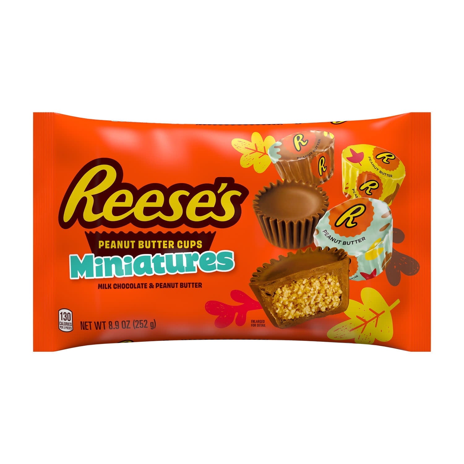 Reese's Miniatures Milk Chocolate Peanut Butter Cups, Fall Candy Bag, 8.9 oz