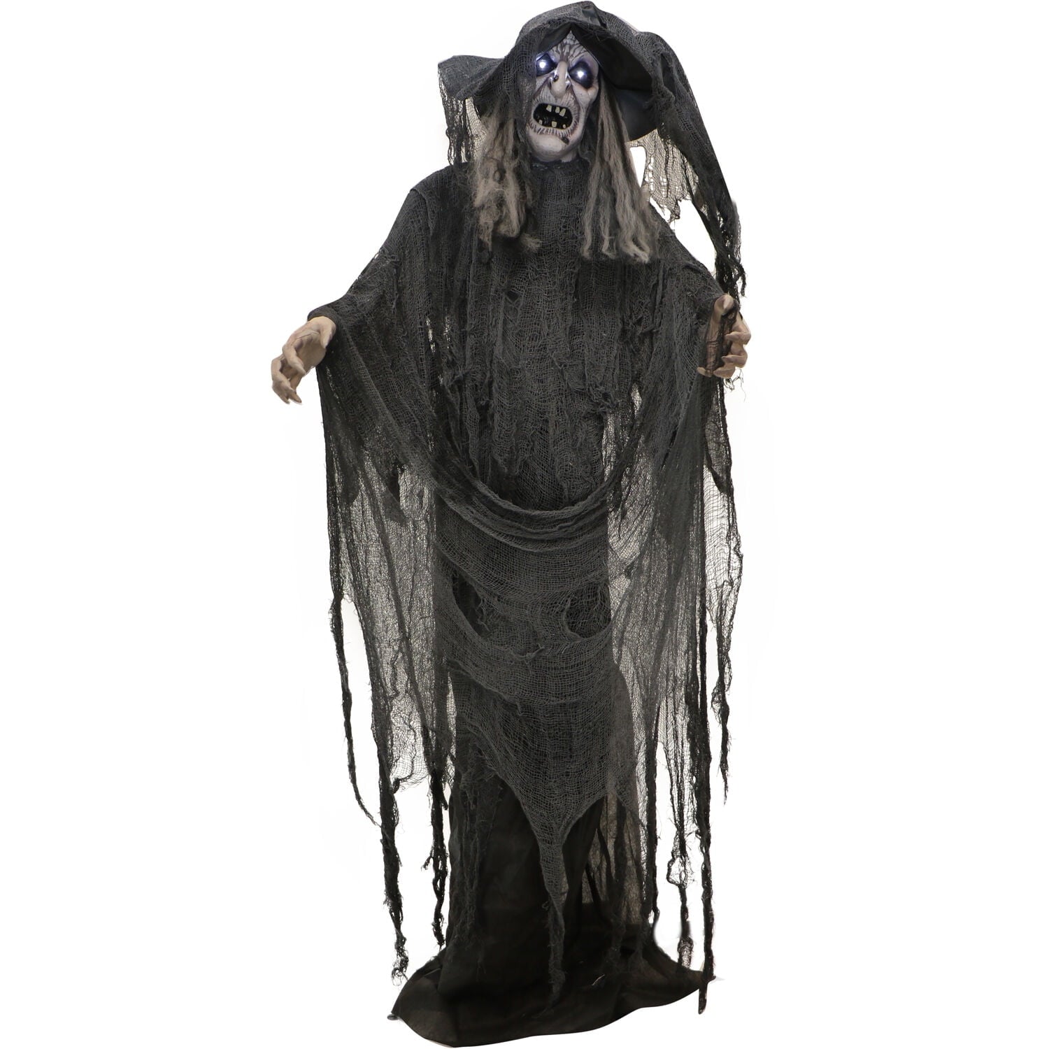Haunted Hill Farm 5.75 ft Animatronic Witch Indoor/Covered Outdoor Halloween Decoration, HHWITCH-20FLSA