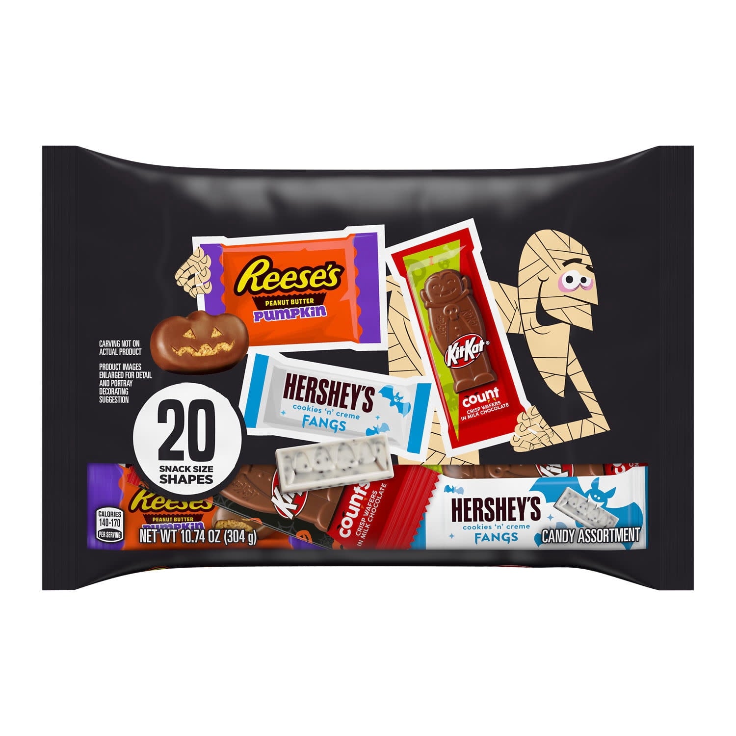 Hershey's, Kit Kat and Reese's Assorted, Halloween Candy Variety Bag, 10.74 oz (20 Pieces)