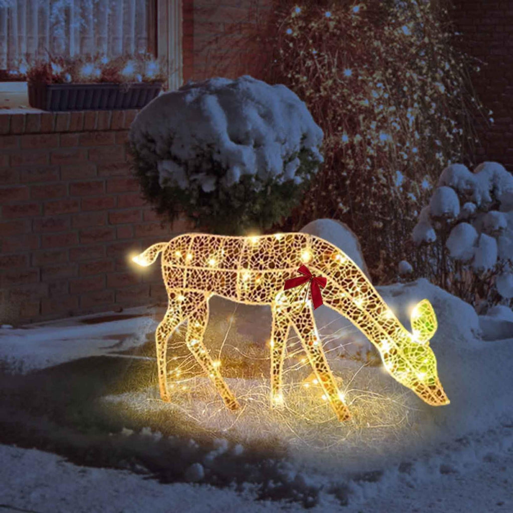 Holloyiver Light up Christmas Reindeer Family, 2D Lighted Reindeer Holiday Decoration, Outdoor Lighted Deer Decorations for Indoor Outdoor Christmas Yard Lawn Art (Mom)