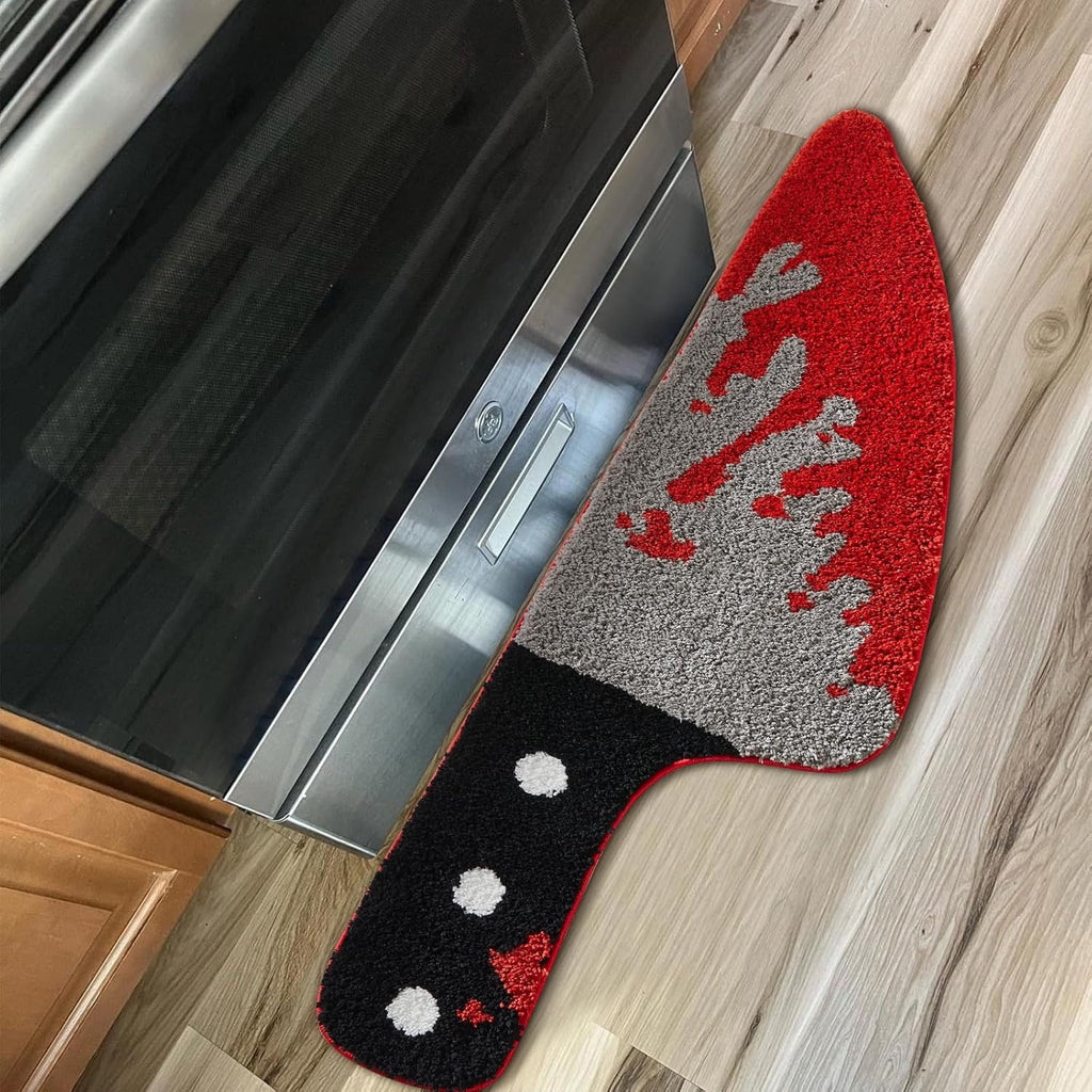 HomeKingdee Scream Knife Rug Horror Movie Gothic Area Rubber Rugs Non Slip Machine Washable, Cute Vintage Spooky Skull Halloween Accent Throw Rugs