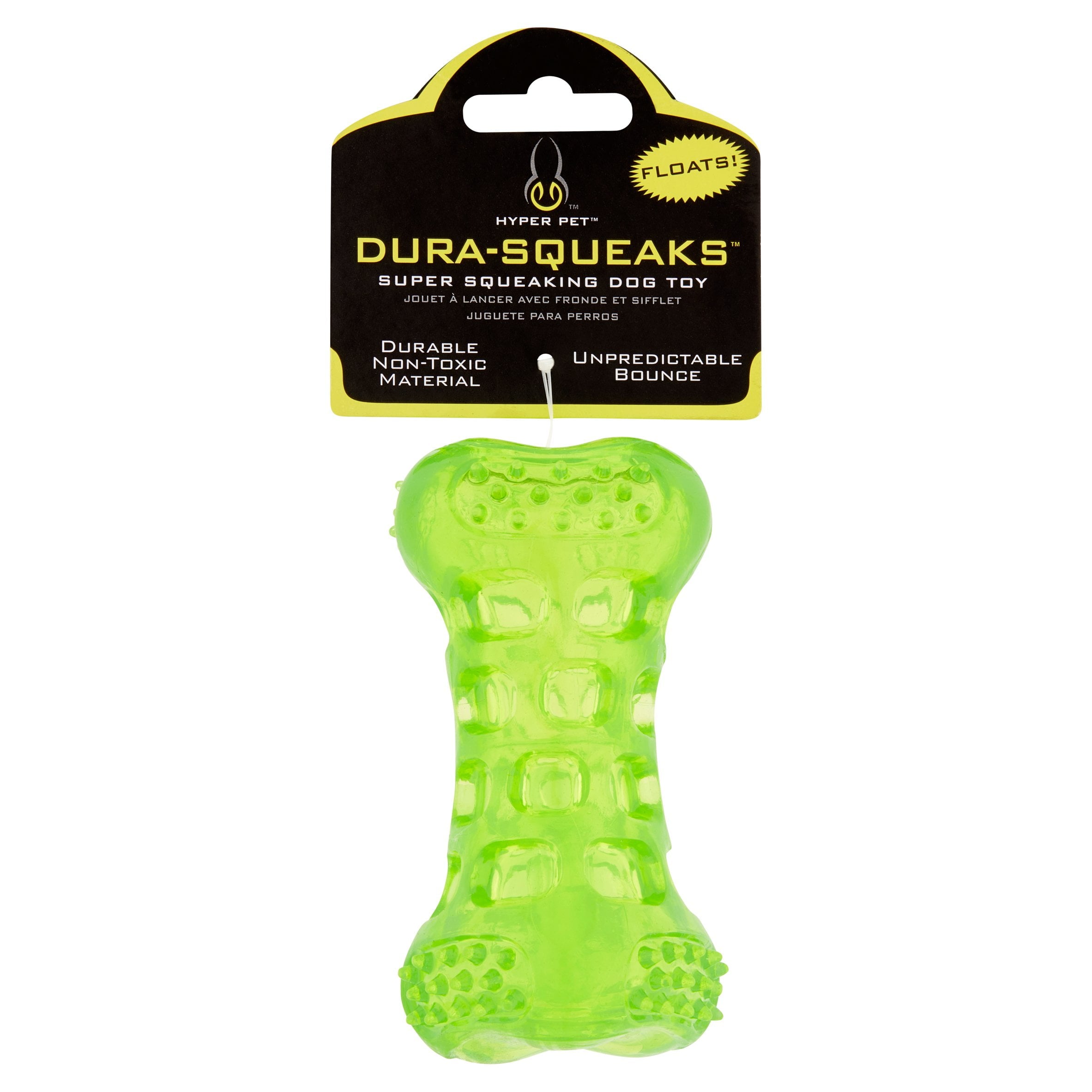Hyper Pet Dura-Squeaks Durable Non-Toxic TPR Bouncing Super Squeaky Dog Toy, Stick, Green