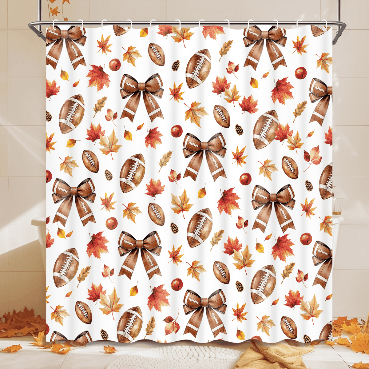 Ikfashoni Fall Shower Curtain with Hooks, Fall Decor for Home, Buffalo Plaid Pumpkin Waterproof Bathroom Curtains, 72"X72"
