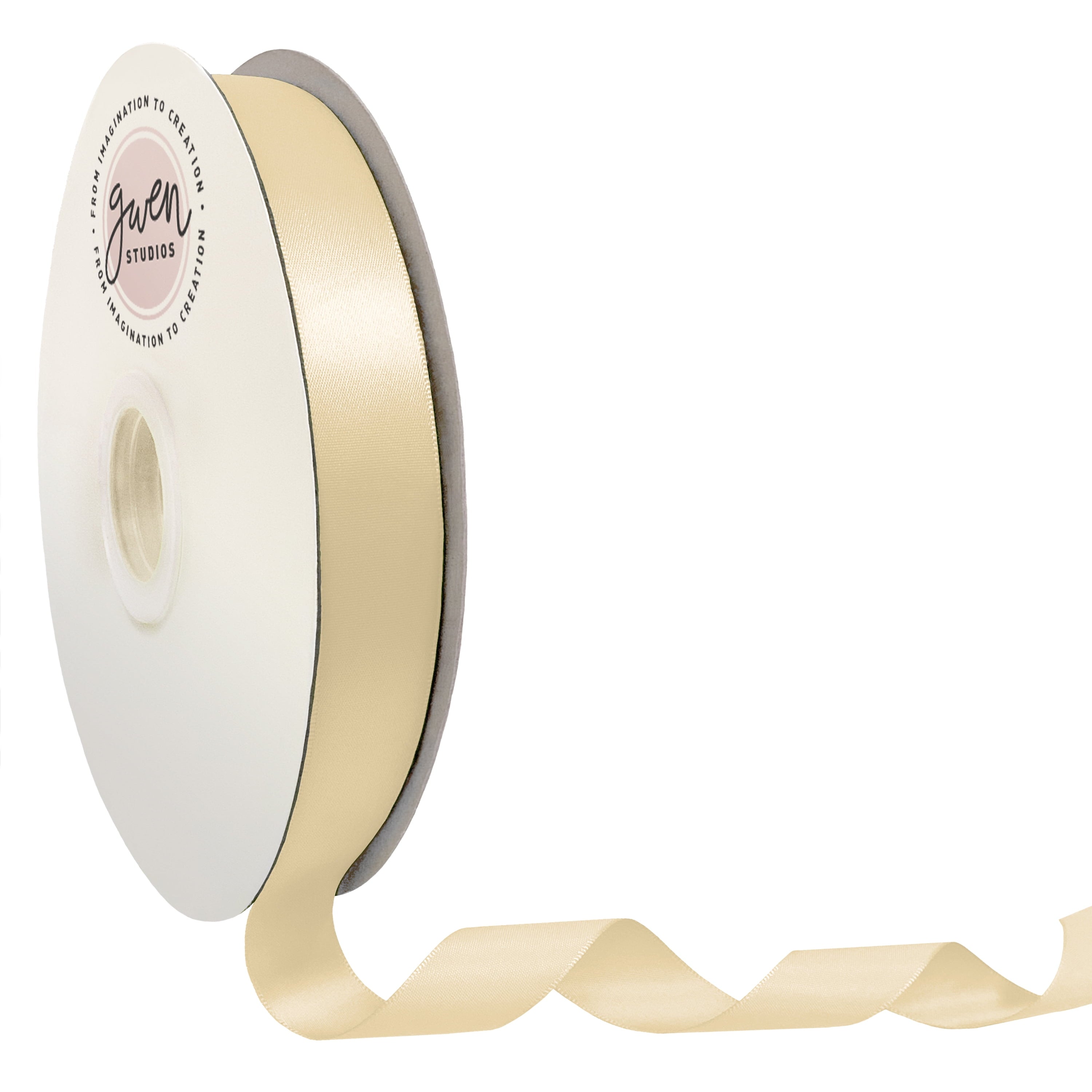 White Double Faced Satin Ribbon for Wedding and Crafts, 7/8" x 100 Yards by Gwen Studios