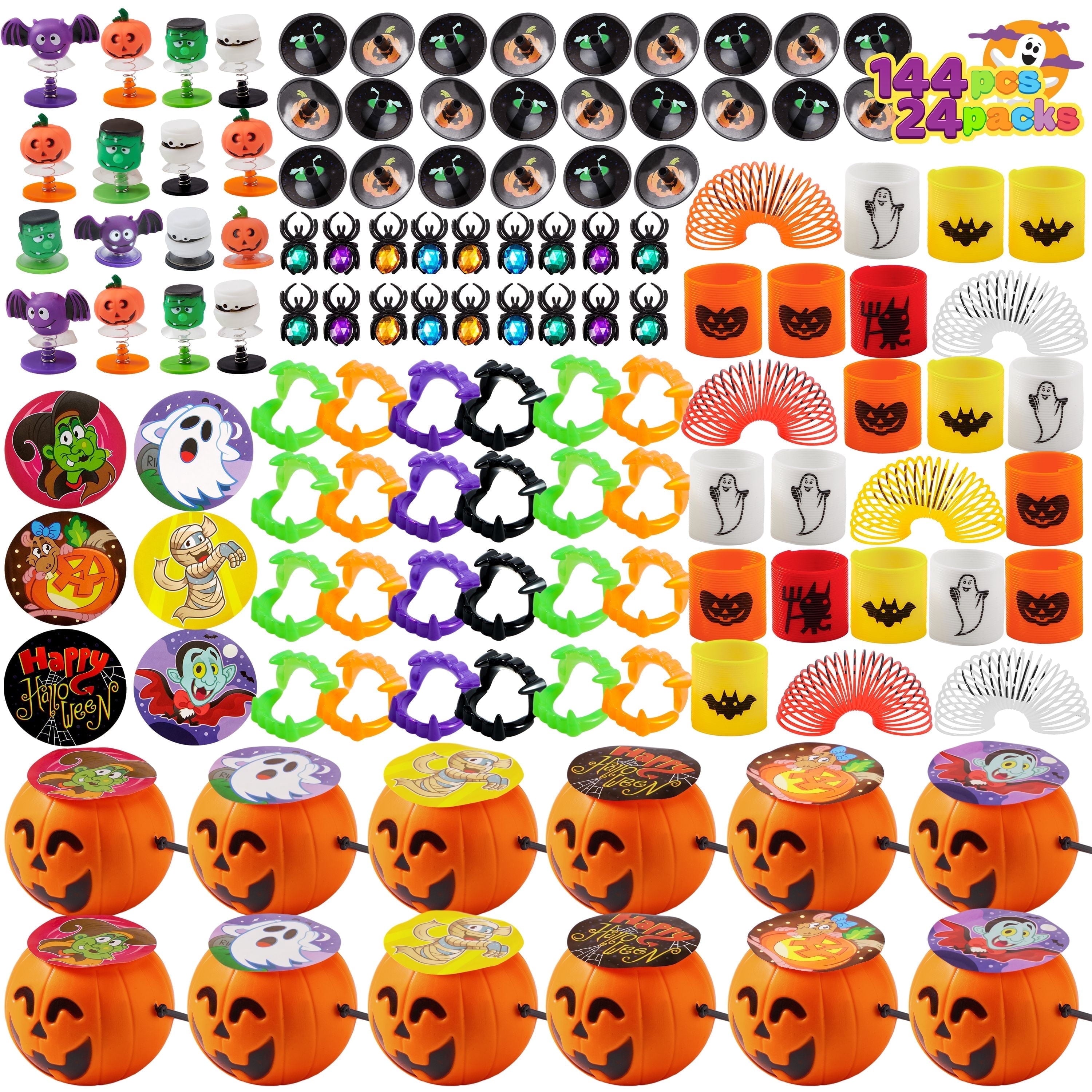 Joyfy 168 Pcs Halloween Stationery Party Favors,Halloween Gifts for Kids,Halloween Goodies Including Halloween Vampire Teeth,Spiders,Stamps,Stickers,Slap Bracelets