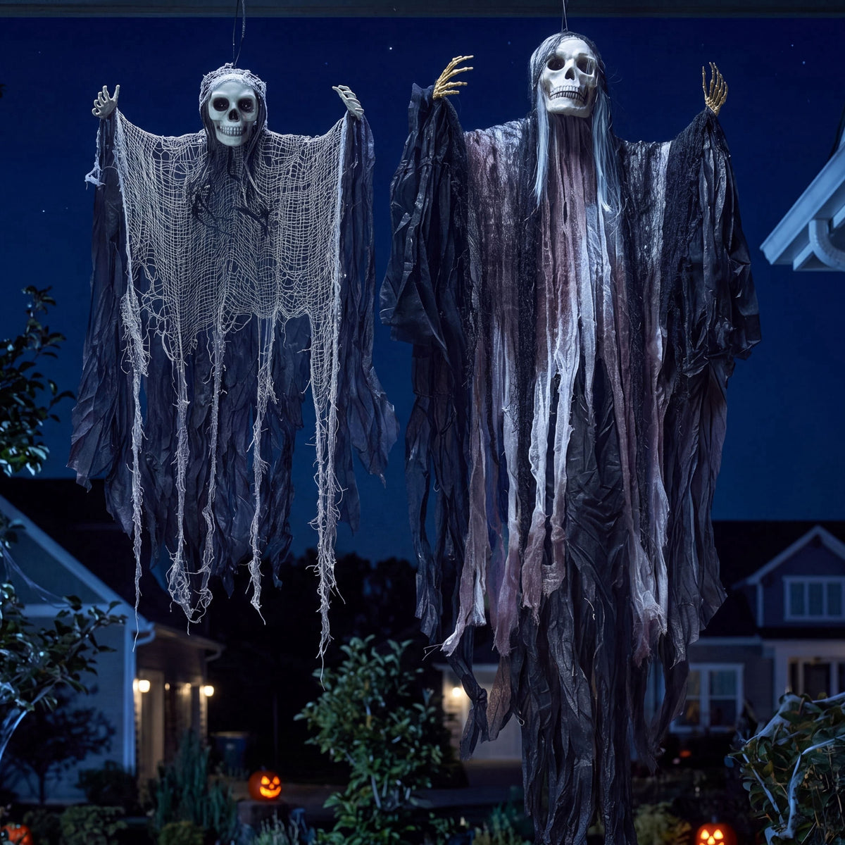 Joyfy 3 Pack Halloween Hanging Ghosts,Scary Skeleton Ghosts Grim Reapers Decorations for Halloween Indoor Outdoor Yard Home Decorations