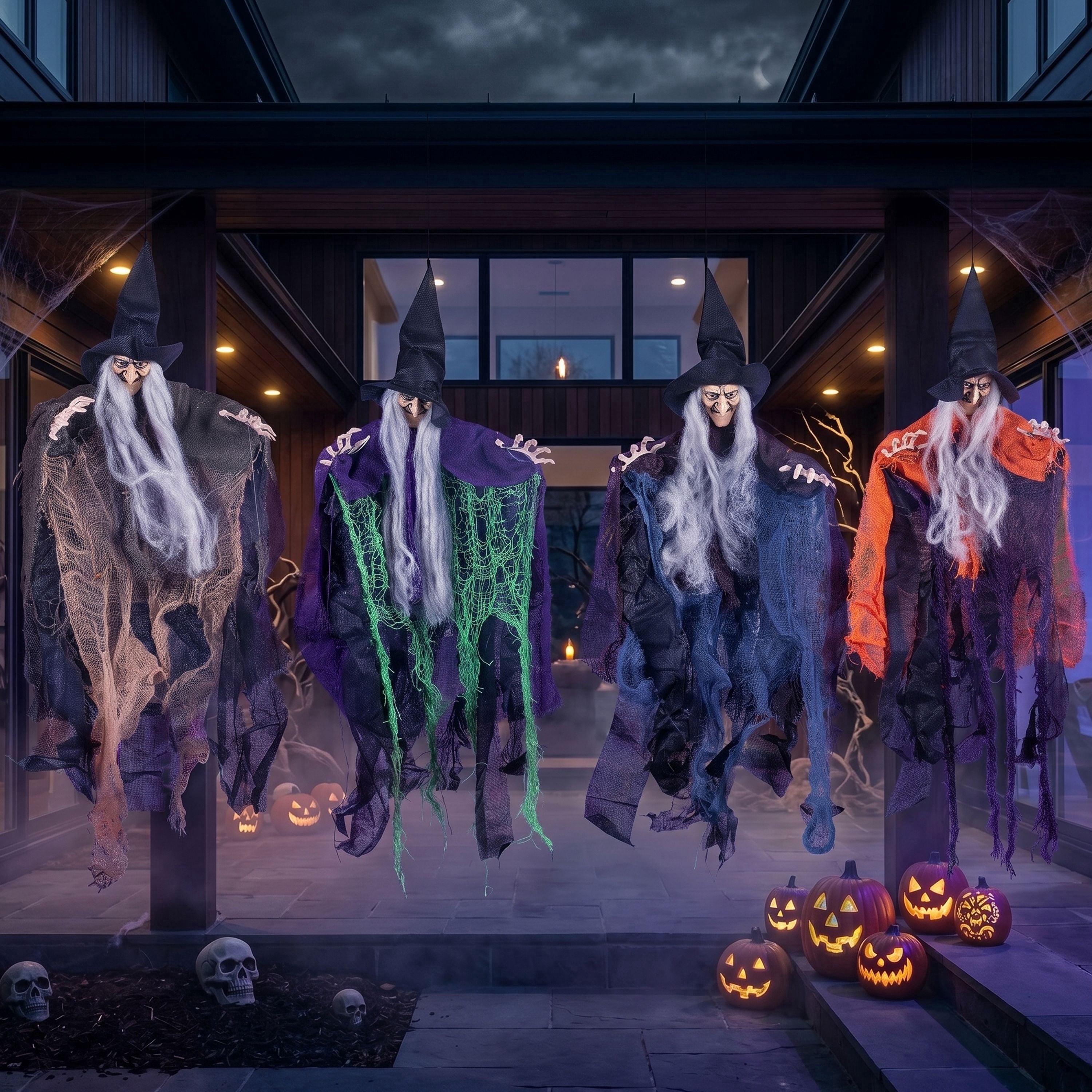 Joyfy 3 Pack Halloween Hanging Ghosts,Scary Skeleton Ghosts Grim Reapers Decorations for Halloween Indoor Outdoor Yard Home Decorations