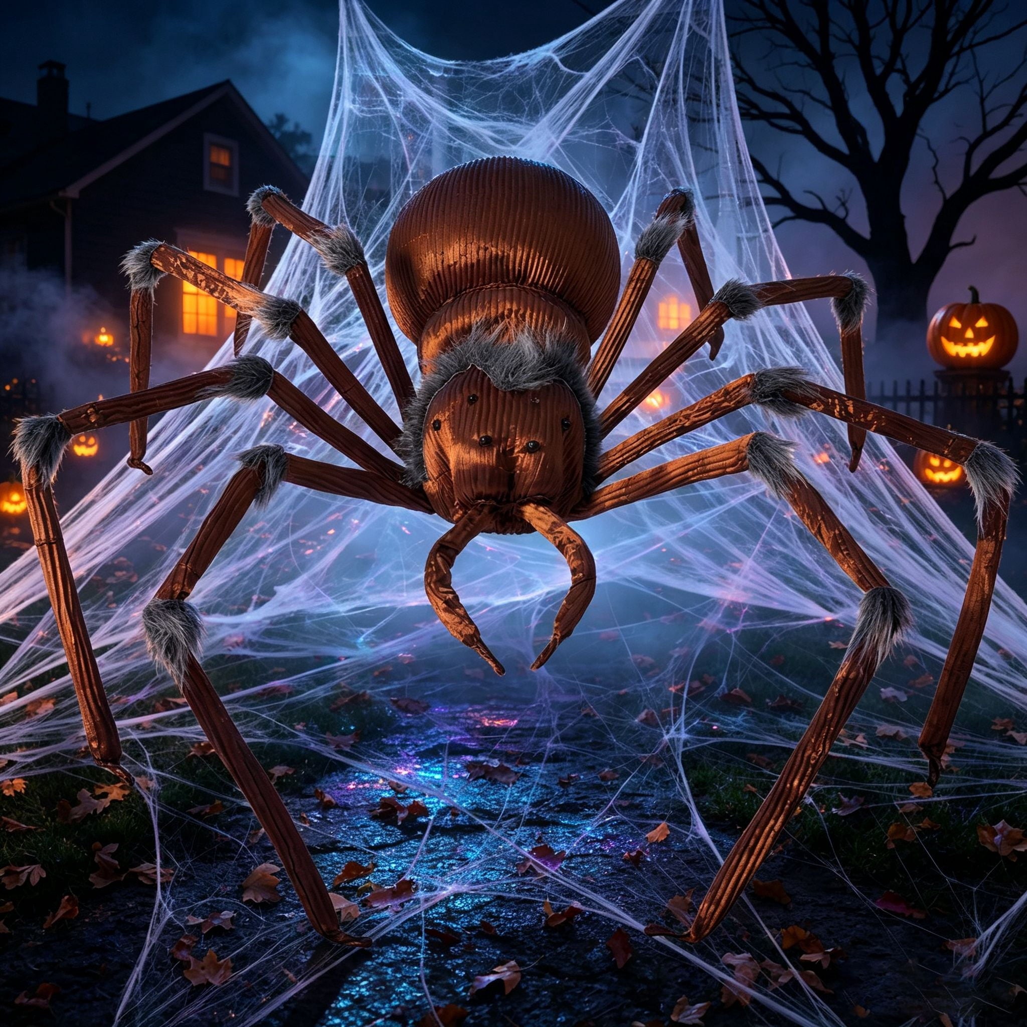 Joyfy 45inch Giant Spider Halloween Decorations,Scary Spider Halloween Outdoor Party Decorations Props Halloween Yard Decorations,Black