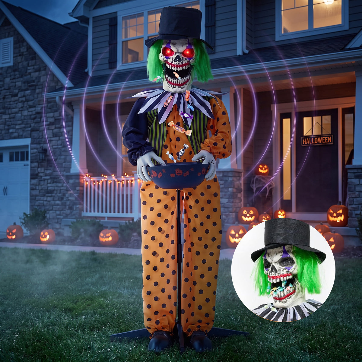 Joyfy 7.8 Ft(93.6 in) Halloween Grim Reaper Decorations Outdoor, Rotatable Flying Scream Scarecrow Skeleton Ghosts Decor for Graveyard Haunted House Props, Garden, Porch, Yard Lawn