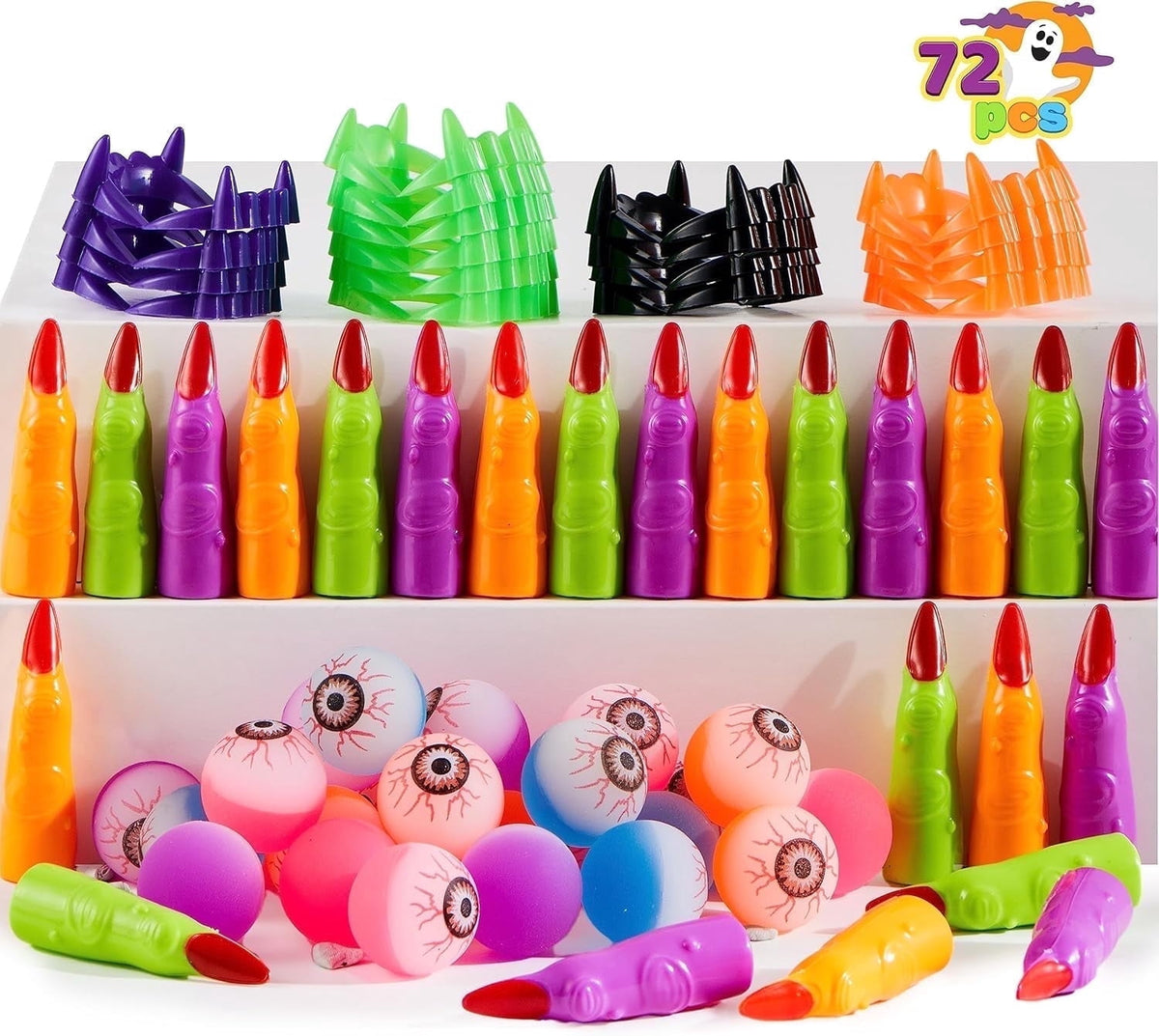 Joyfy 168 Pcs Halloween Stationery Party Favors,Halloween Gifts for Kids,Halloween Goodies Including Halloween Vampire Teeth,Spiders,Stamps,Stickers,Slap Bracelets