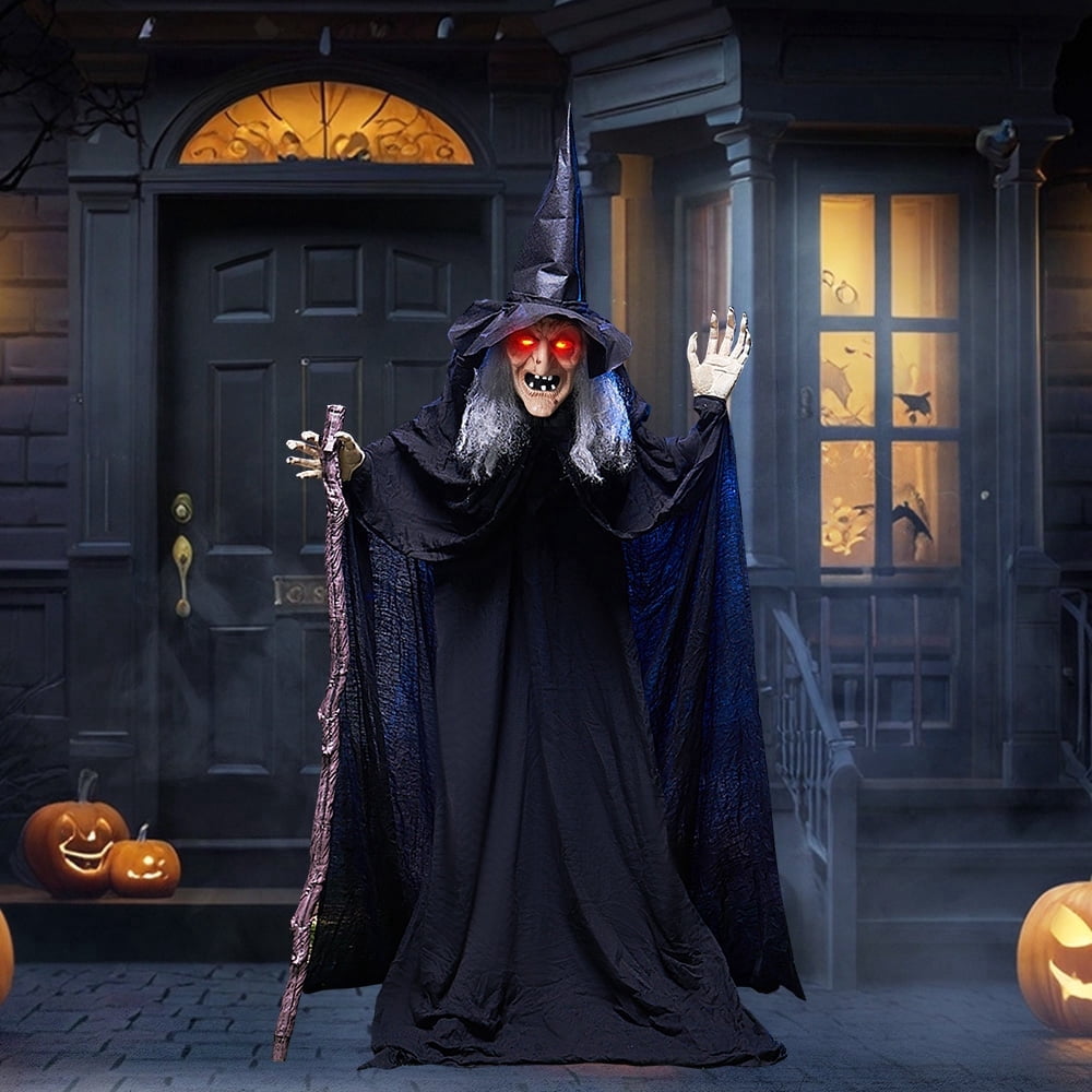 Joyfy 62"Halloween Standing Hunchback Witch with Light, Animatronics Large Halloween Decorations Outdoor, Radar Motion Activated with Creepy Sound & Eyes and Moving Head for Yard Garden Haunted Hous