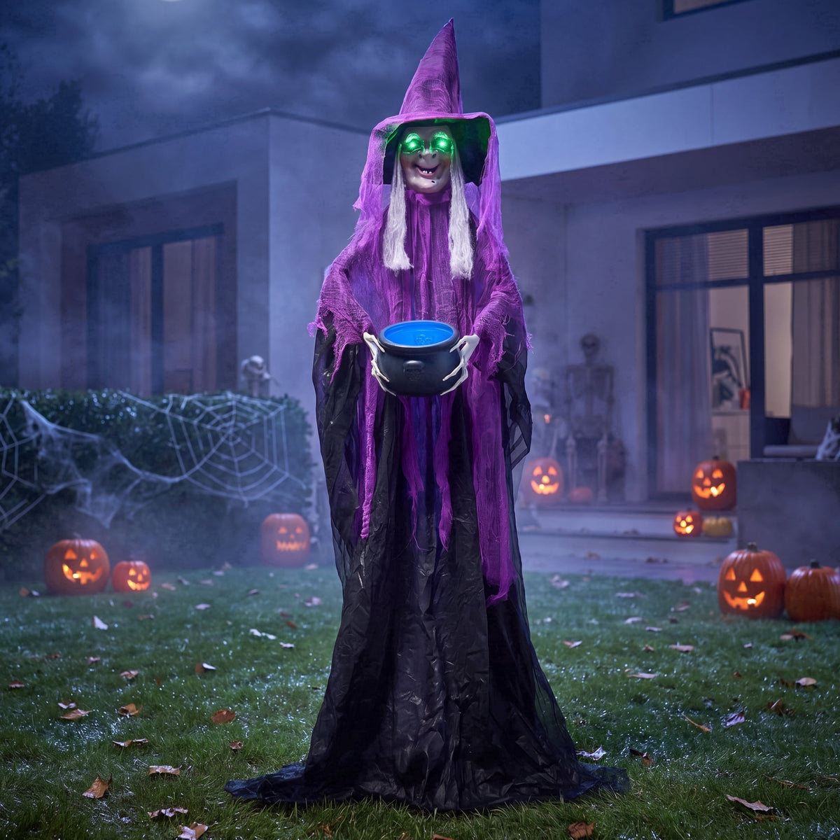 Joyfy 62"Halloween Standing Hunchback Witch with Light, Animatronics Large Halloween Decorations Outdoor, Radar Motion Activated with Creepy Sound & Eyes and Moving Head for Yard Garden Haunted Hous