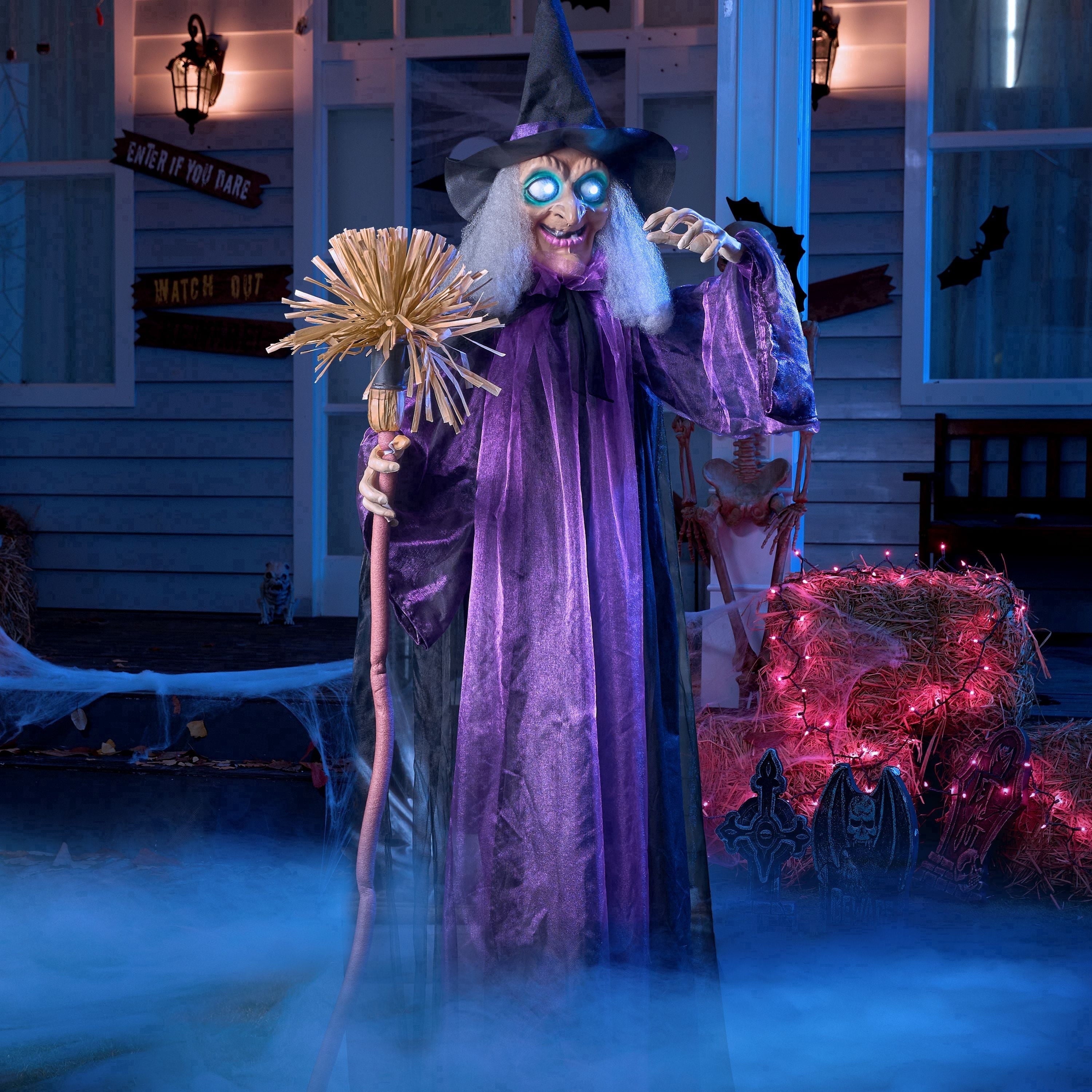 Joyfy 62"Halloween Standing Hunchback Witch with Light, Animatronics Large Halloween Decorations Outdoor, Radar Motion Activated with Creepy Sound & Eyes and Moving Head for Yard Garden Haunted Hous