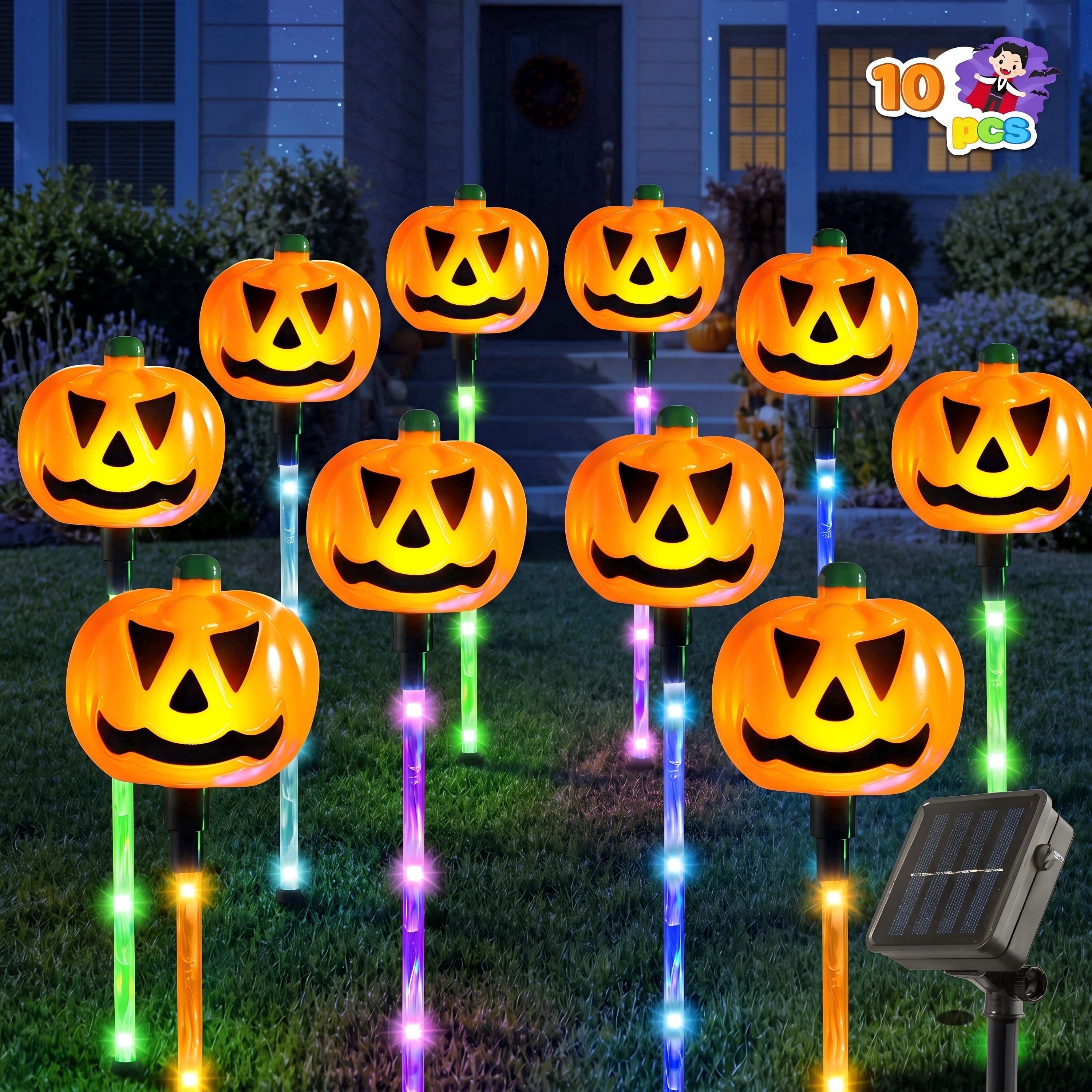Joyfy 3 Pack Halloween Light up Skeleton Decorations Outdoor,Halloween Graveyard Spooky Skull Stakes Pathway Lights for Halloween Props Yard Decor