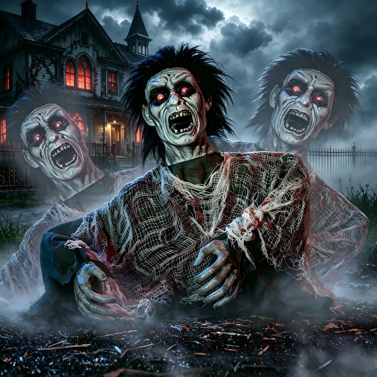 Joyfy Halloween Groundbreaker Animated Halloween Decorations Zombie with Crawling Creepy Animatronic Decorations with Movable Arms,Outdoor Scary Halloween Yard Decorations