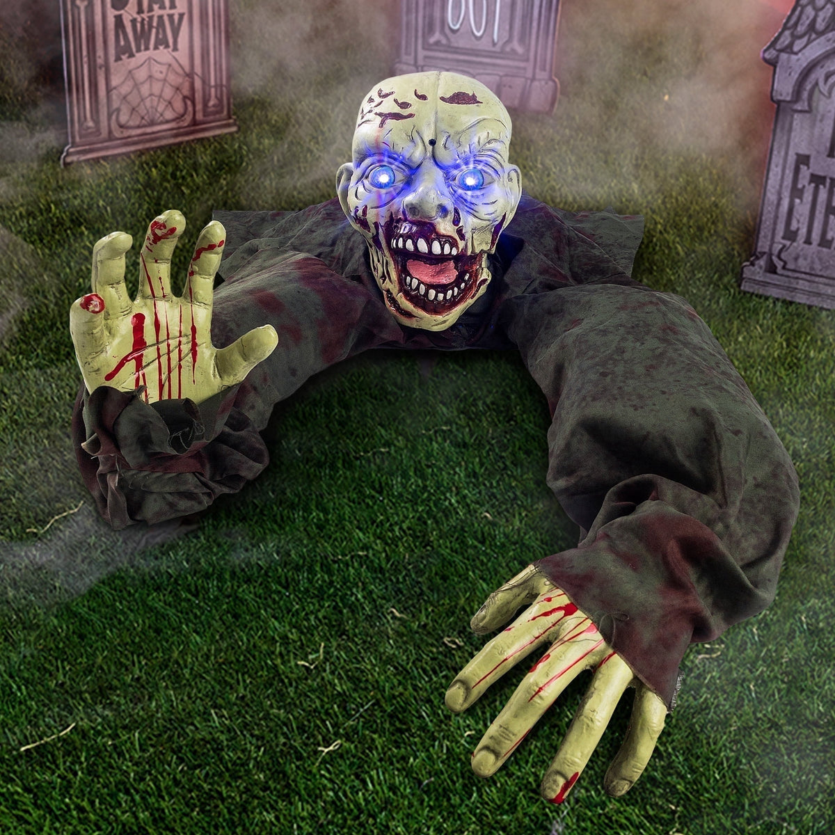 Joyfy Halloween Decorations Outdoor Groundbreaker Creepy Life Size Light Up Climbing Zombie Groundbreaker with Sound,Motion Activated Halloween Decorations Haunted House Decorations