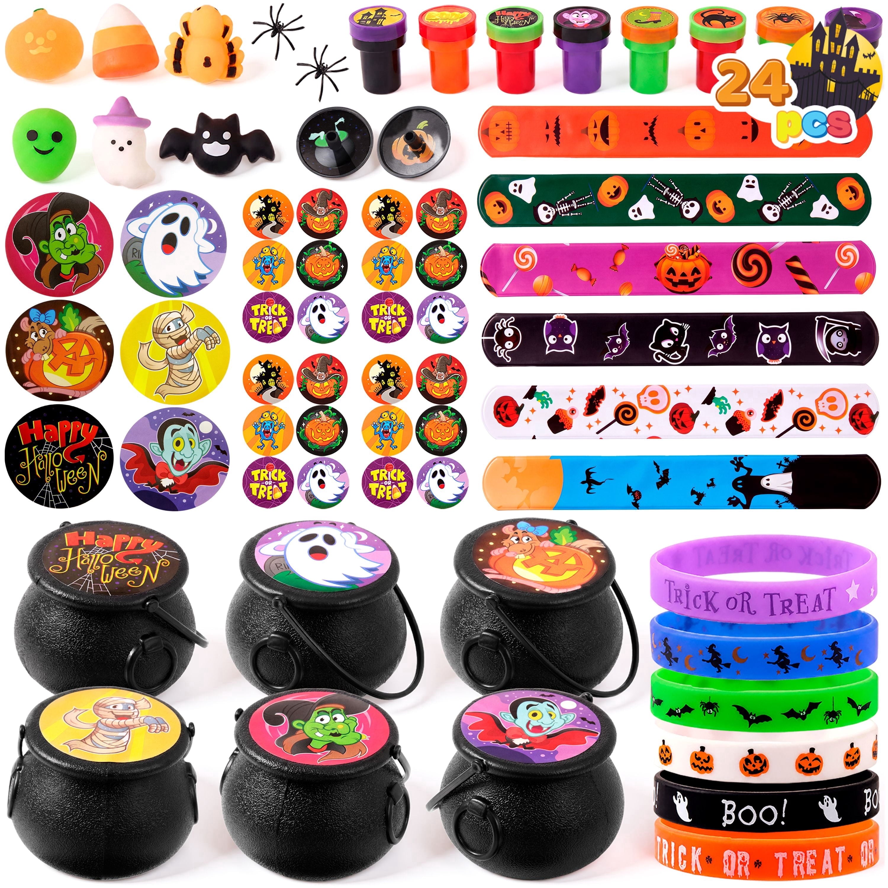 Joyfy 168 Pcs Halloween Stationery Party Favors,Halloween Gifts for Kids,Halloween Goodies Including Halloween Vampire Teeth,Spiders,Stamps,Stickers,Slap Bracelets