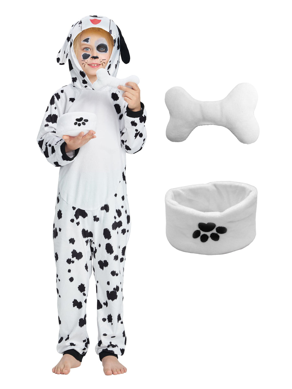Kids 101 Day of School Dalmatian Costume, Spotted Dog Jumpsuit Puppy Outfit for Boys Girls 3-4T
