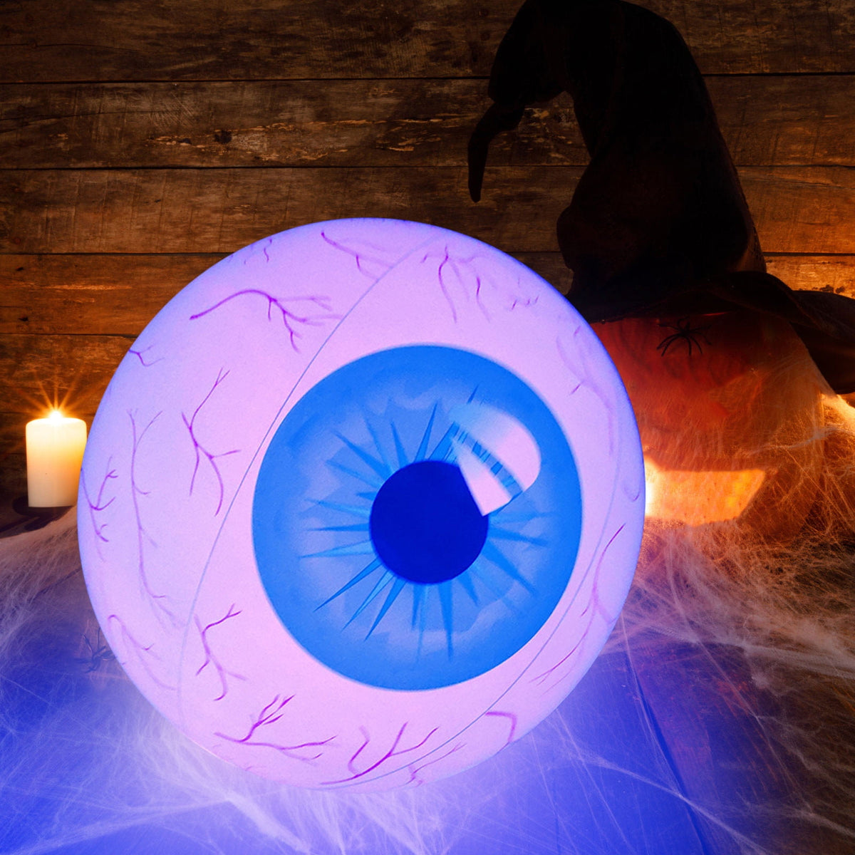 Kumdkd 15.7" Halloween LED Eyeball Inflatable Decor - Color Changing Party Balloon with Remote Control for Indoor/Outdoor Scary Decorations