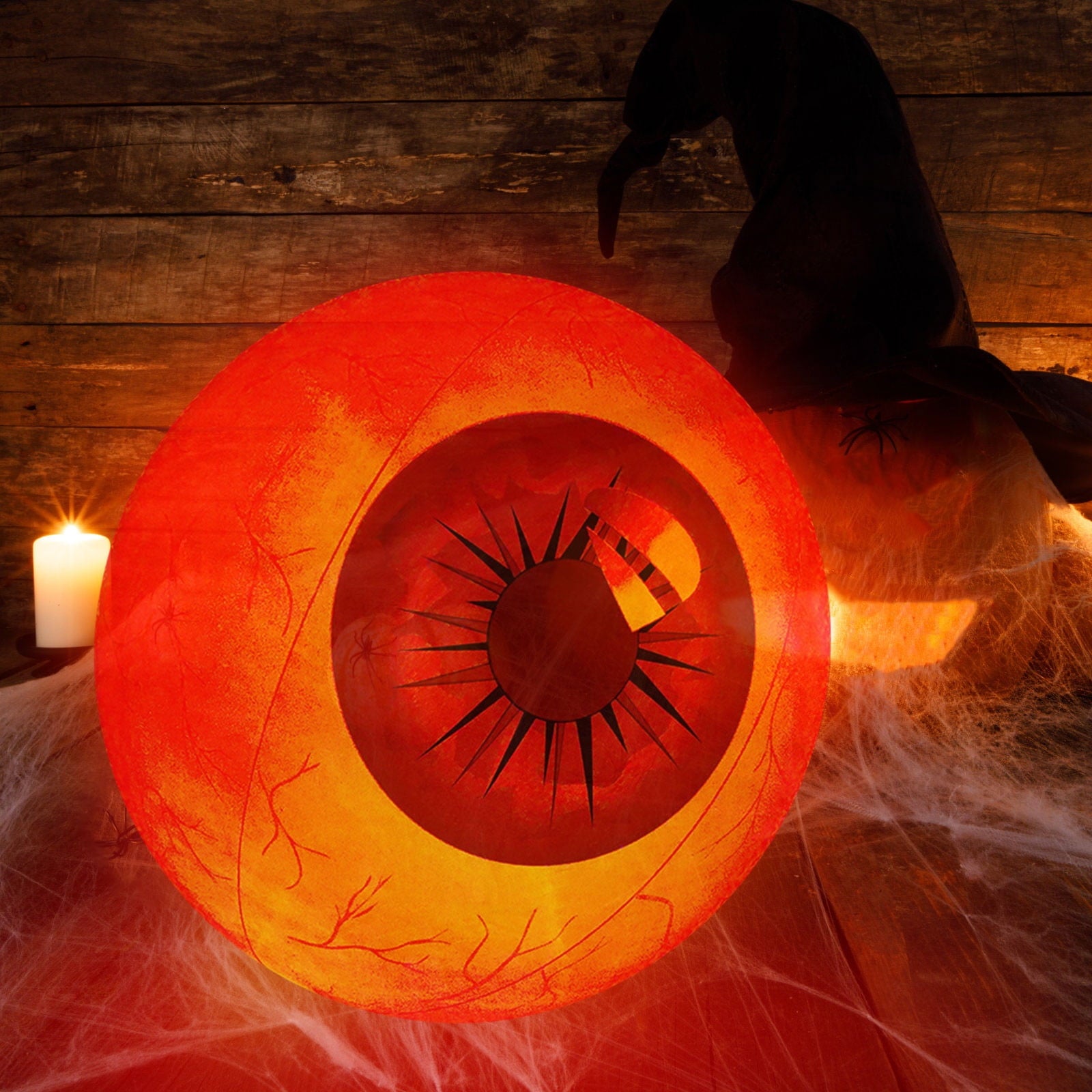 Kumdkd 15.7" Halloween LED Eyeball Inflatable Decor - Color Changing Party Balloon with Remote Control for Indoor/Outdoor Scary Decorations