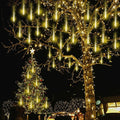 Kwaiffeo Christmas Lights, Meteor Shower Lights 12 inch Rain Falling Icicle Lights for Xmas Tree Halloween Decoration Wedding Party, Christmas Decorations Outdoor Yard, UL Plug Warm White
