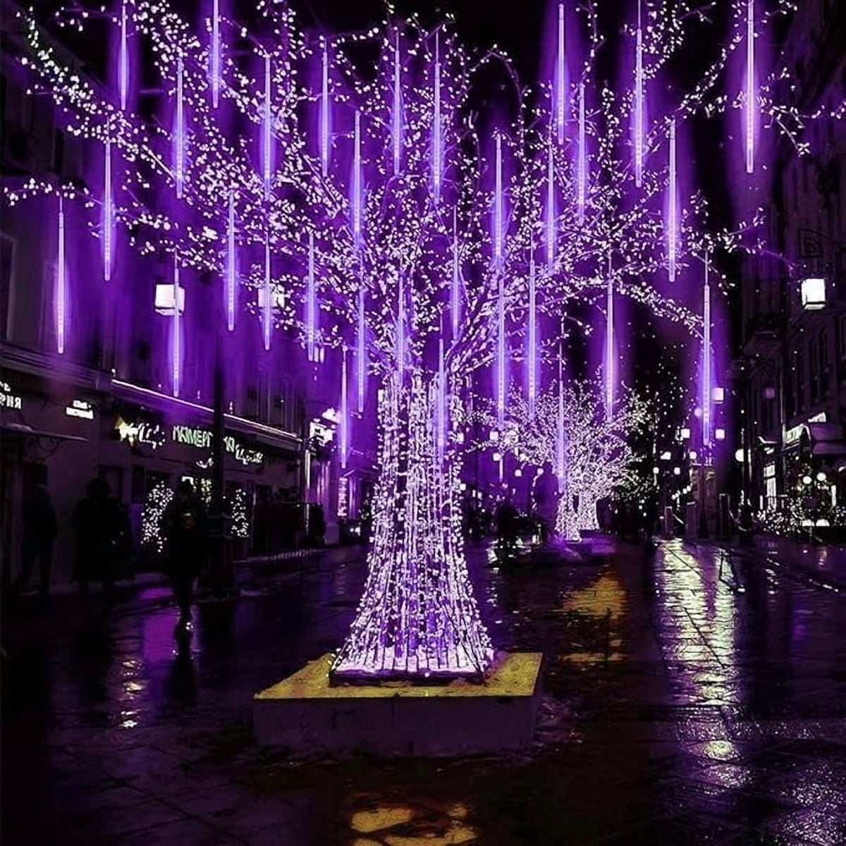LED Outdoor String, Rain Lights,Meteor Lights,Meteor rain Lights 30cm 10 Tube Solar rain Lights with for Christmas Parties Wedding Christmas Tree
