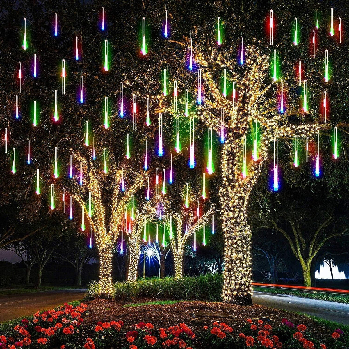 LED Outdoor String, Rain Lights,Meteor Lights,Meteor rain Lights 30cm 10 Tube Solar rain Lights with for Christmas Parties Wedding Christmas Tree