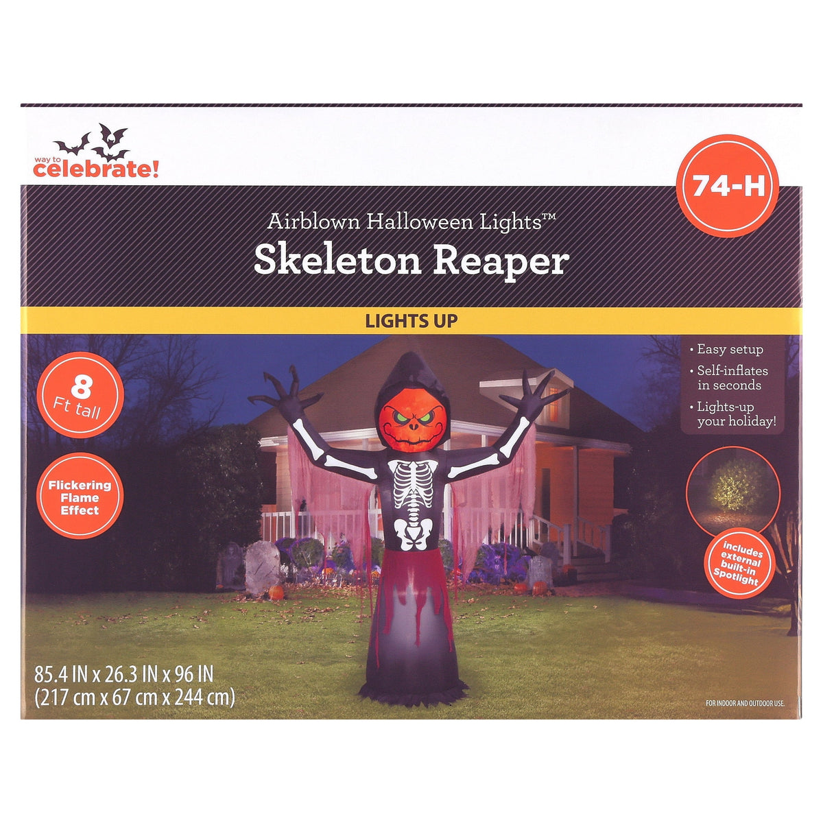 Skeleton Reaper Airblown Yard Inflatable, Multicolor, 8', Halloween by Way To Celebrate