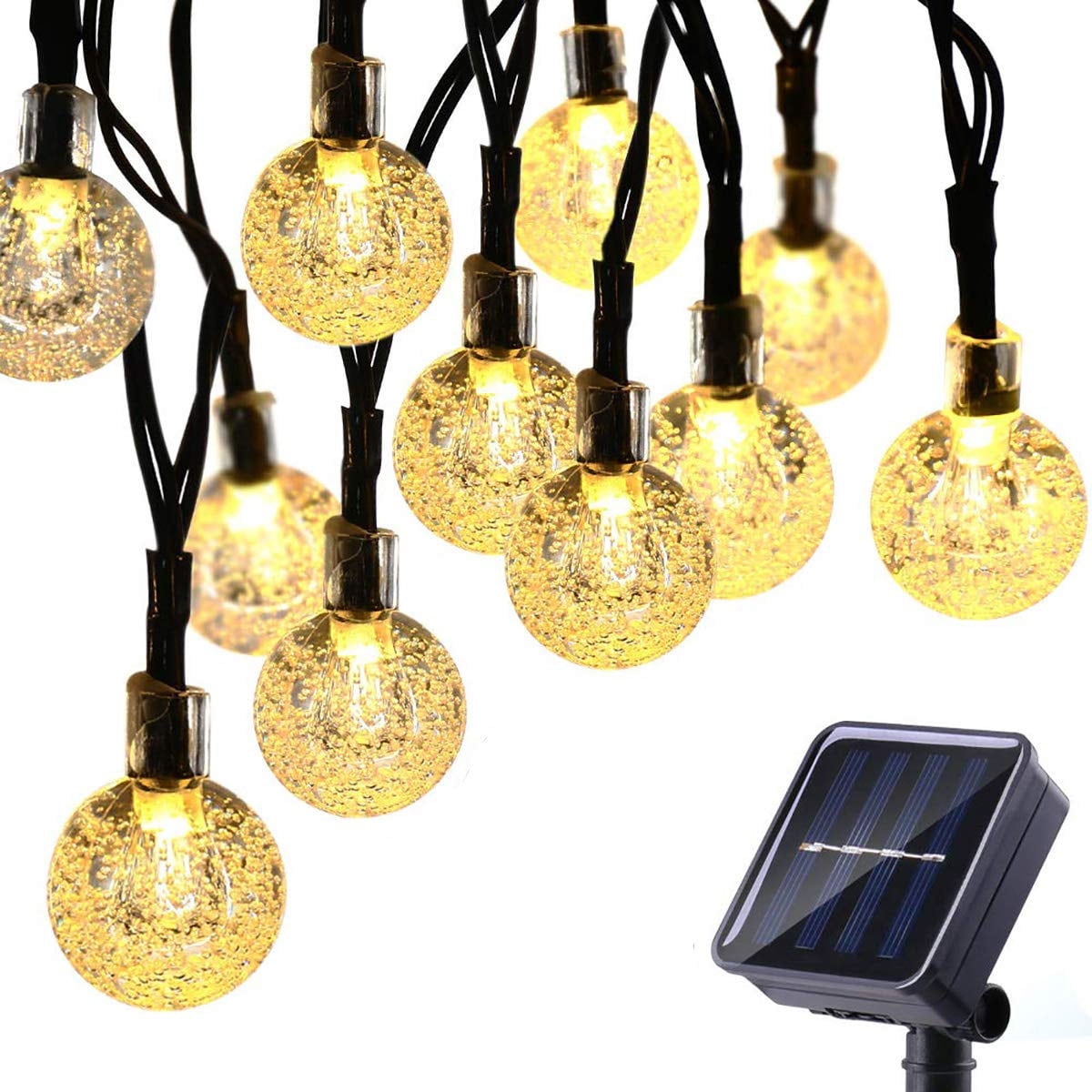 LINLIN Solar Crystal Ball String Lights,Waterproof LED Bubble Globe Solar Fairy Lights 8 Mode Ball String Lights for Bistro Garden Yard Home Party Wedding Christmas Decoration